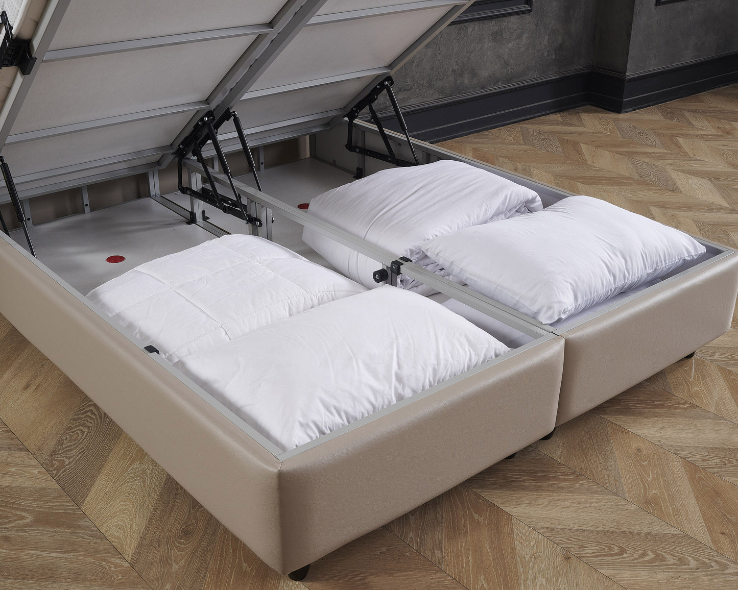 Dreamhouse Boxspring met opbergruimte Miami Kunstleer Taupe