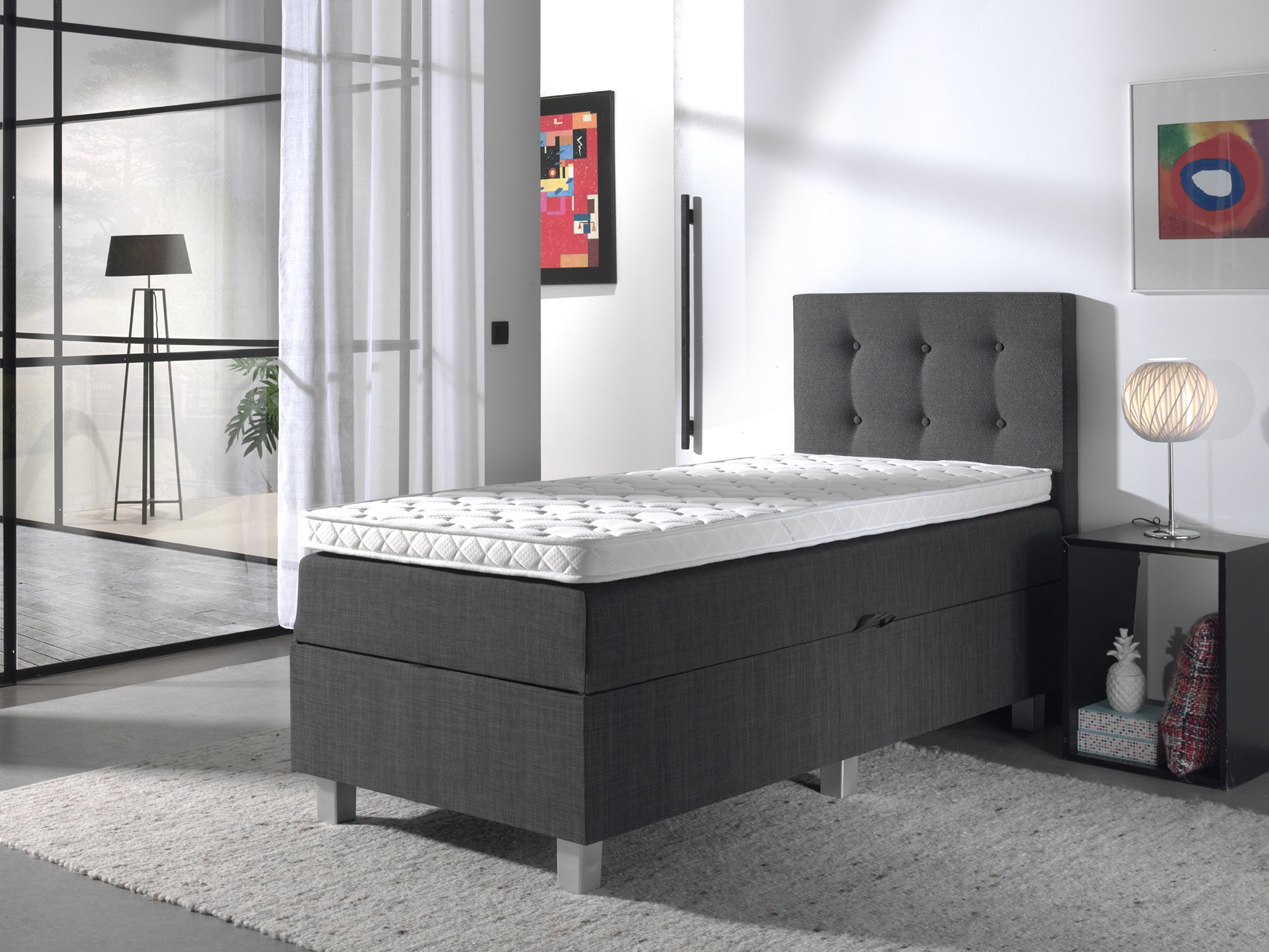 Dreamhouse Boxspring met opbergruimte Shurgard Antraciet Eenpersoons 90x200