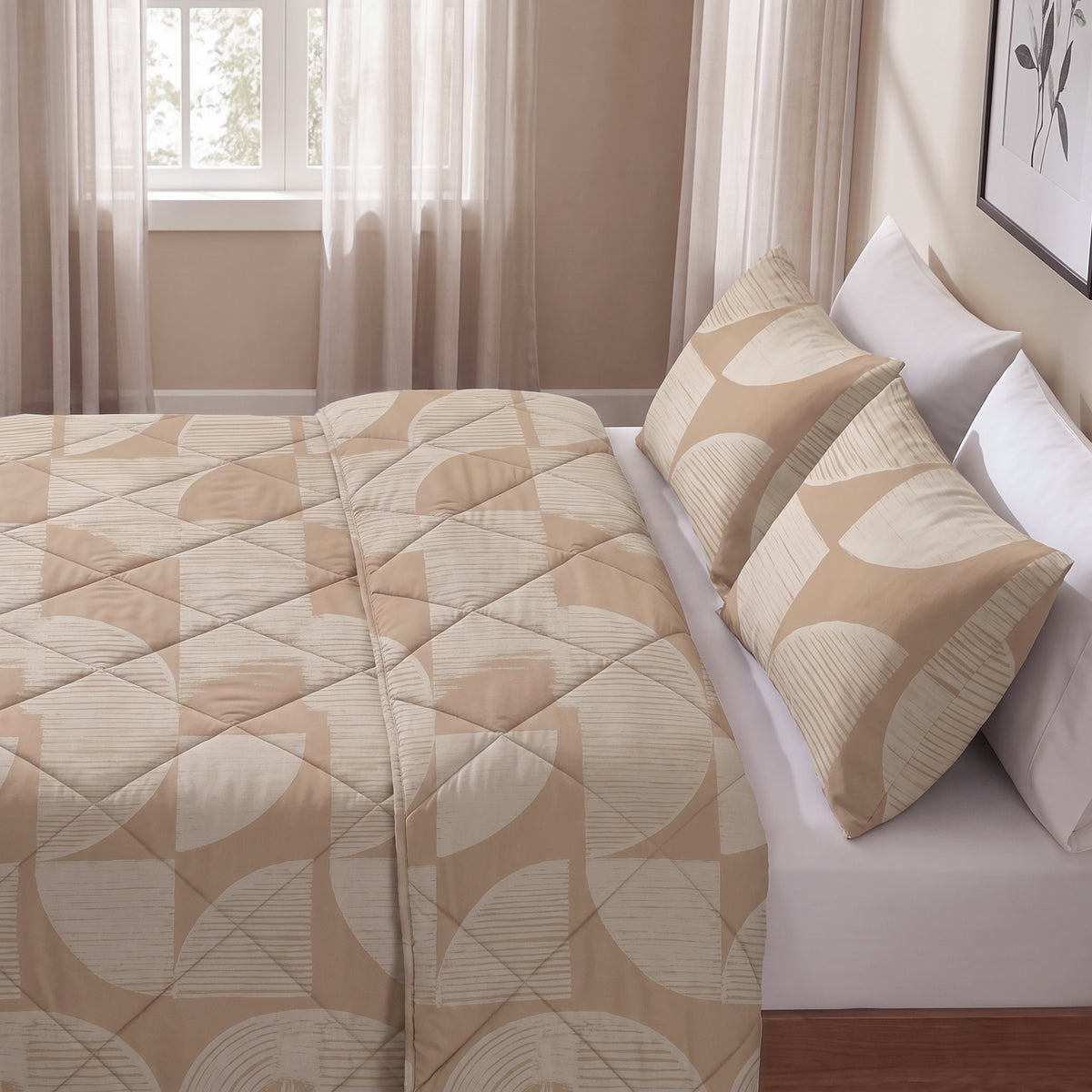 Dreamhouse Lazy Dekbed - Katoen - Modern Geo Zand - Met Kussenslopen