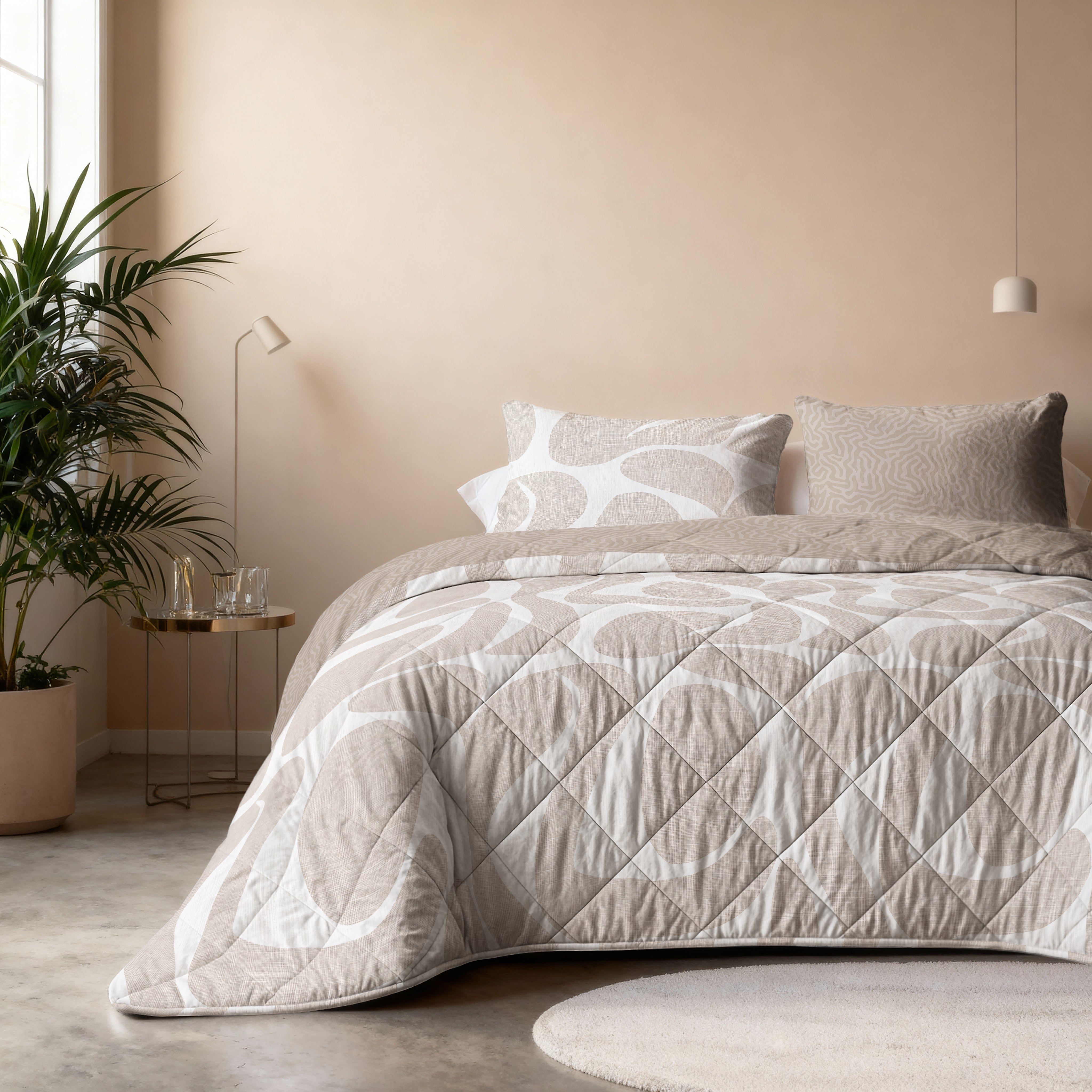 All-in One Lazy Dekbed Drifty Zand/Grijs - Dekbed met kussenslopen