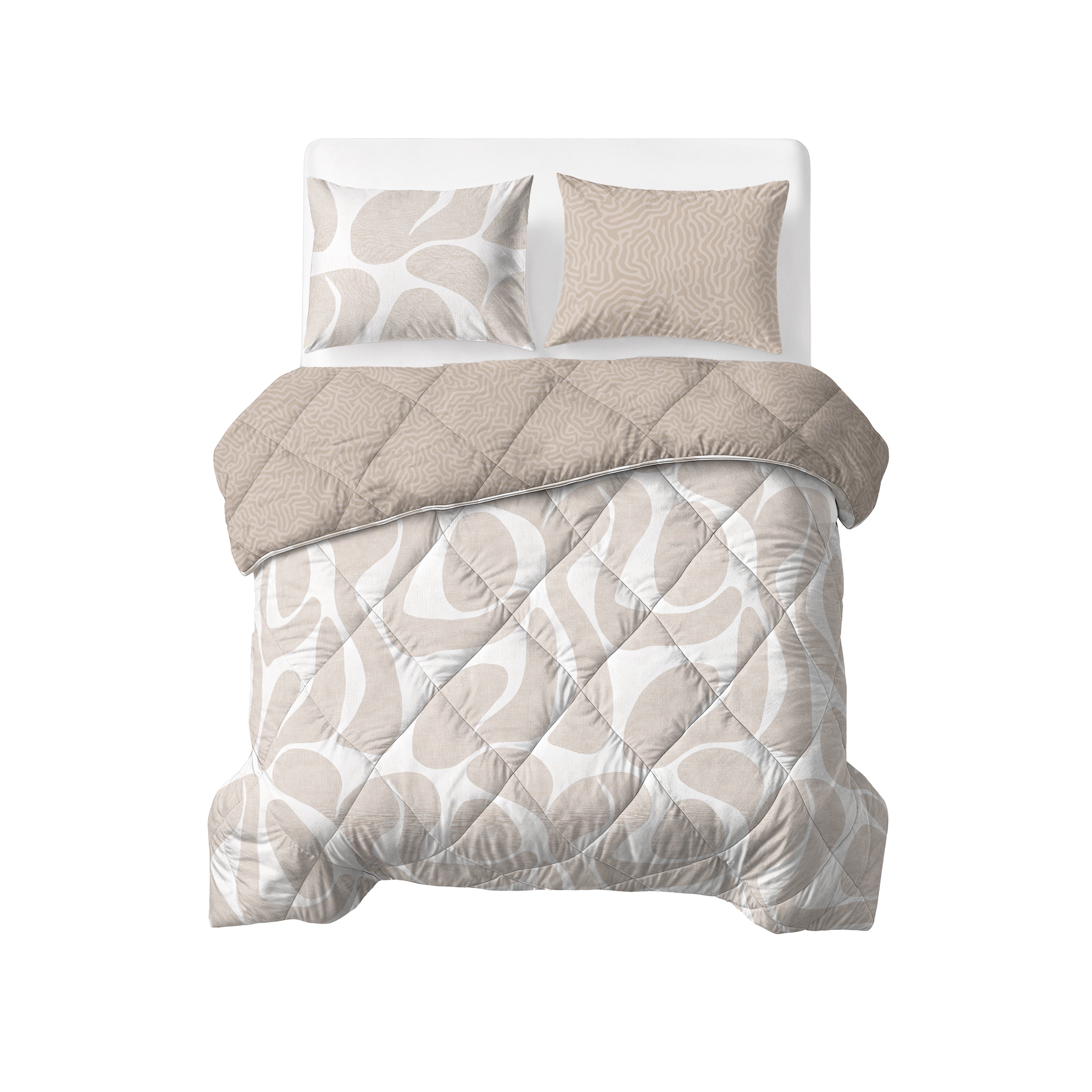 All-in One Lazy Dekbed Drifty Zand/Grijs - Dekbed met kussenslopen