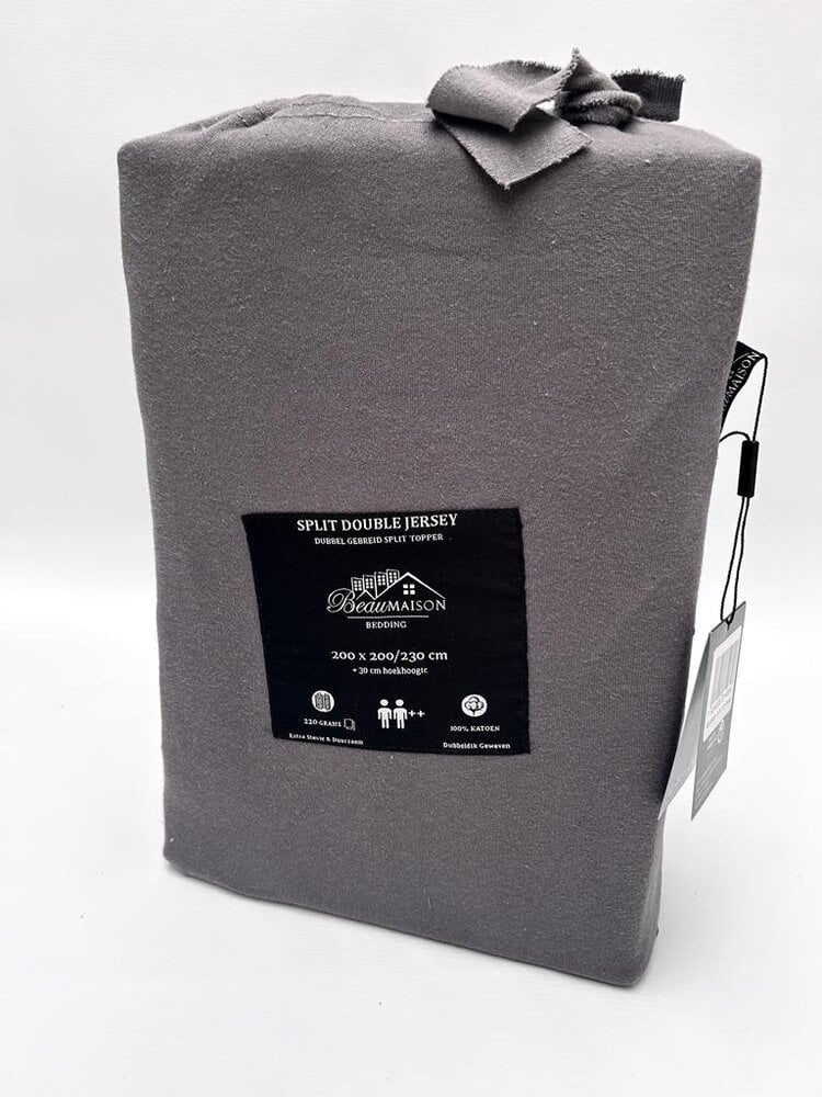 Dubbel Geweven Jersey Split Topper Hoeslaken Antraciet – Luxe, Comfort & Duurzaam