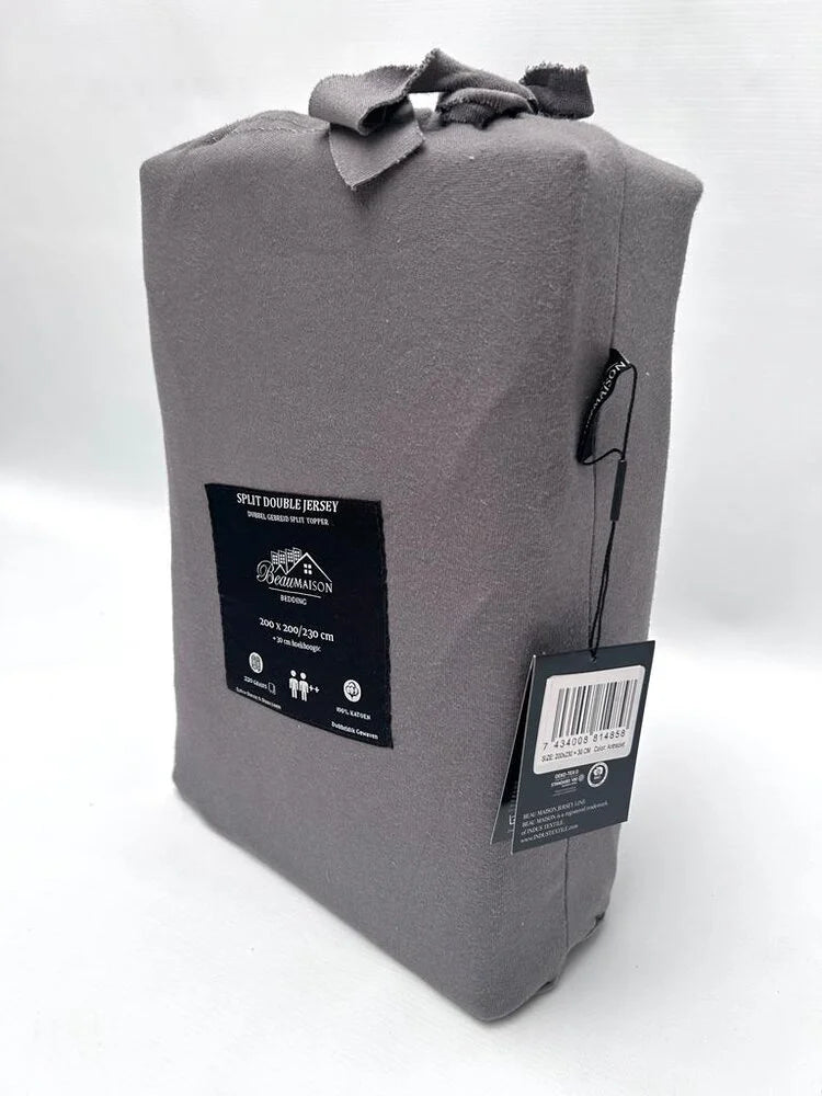 Dubbel Geweven Jersey Split Topper Hoeslaken Antraciet – Luxe, Comfort & Duurzaam
