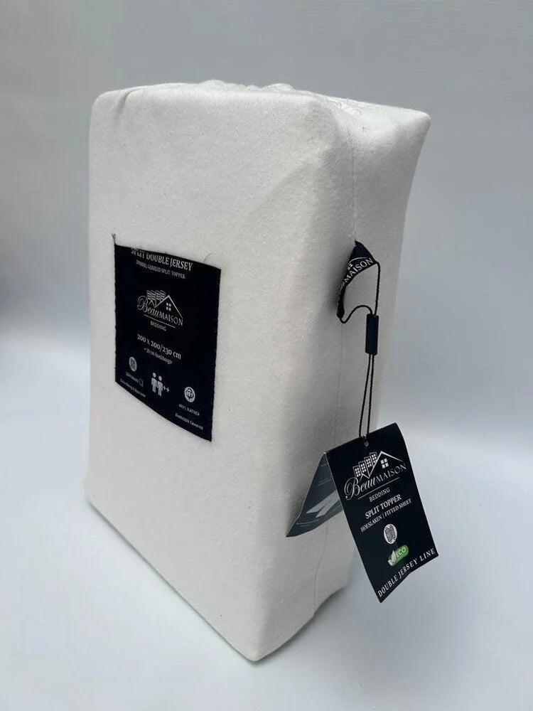 Double Woven Jersey Split Topper Fitted Sheet Cream White – Luxury &amp; Sustainability