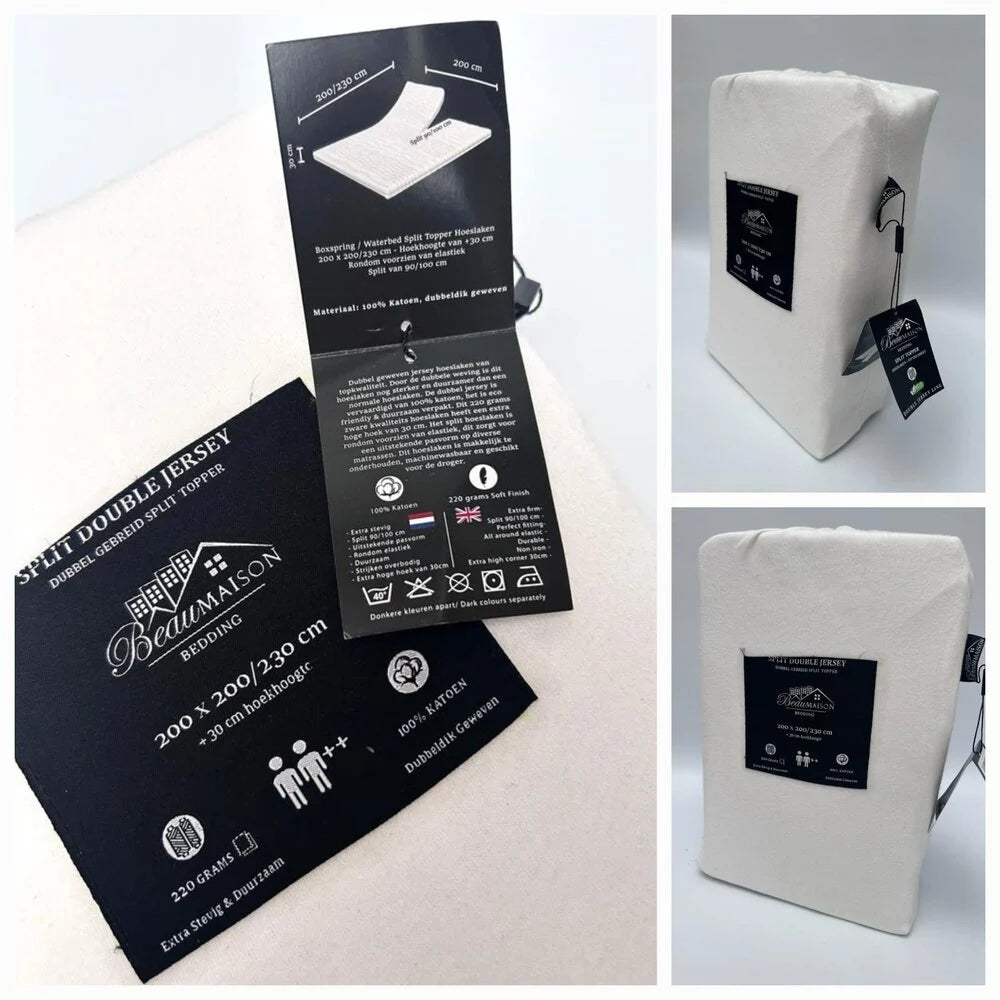 Double Woven Jersey Split Topper Fitted Sheet Cream White – Luxury &amp; Sustainability
