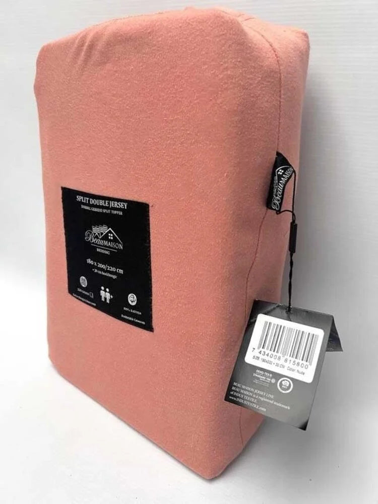 Dubbel Geweven Jersey Split Topper Hoeslaken Nude Roze – 100% Katoen