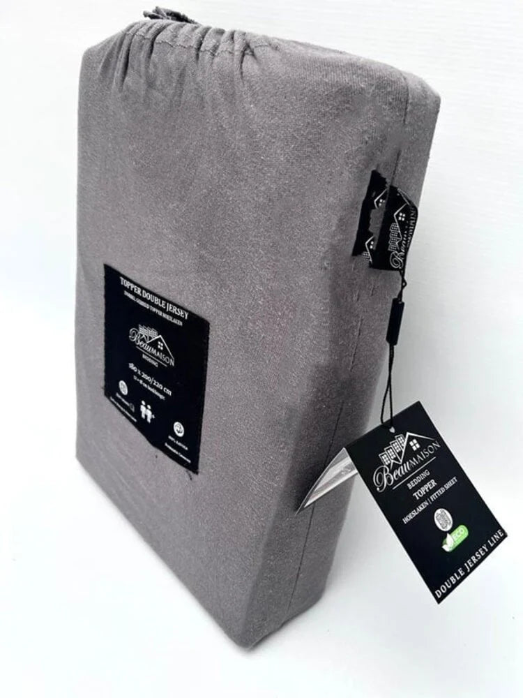 Dubbel Geweven Jersey Topper Hoeslaken Antraciet | 100% Katoen & Perfecte Pasvorm