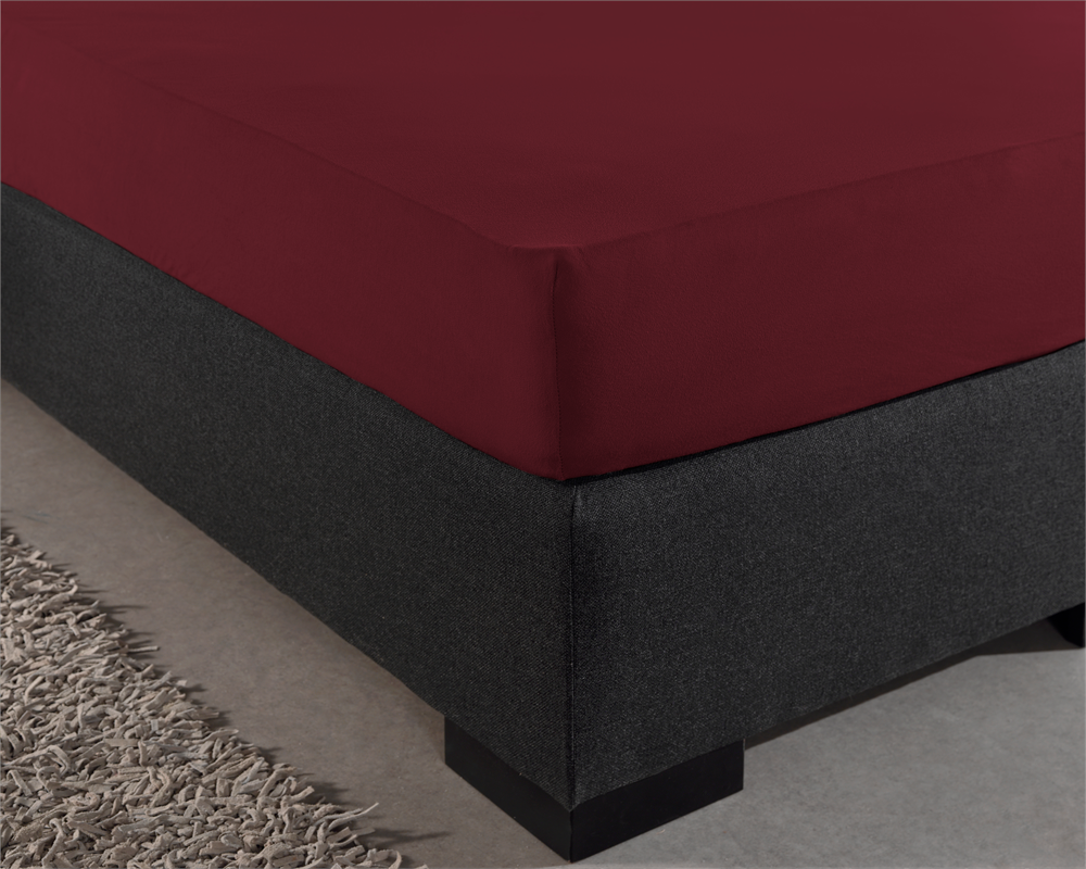 Dubbel Jersey 220 gr. Hoeslaken Bordeaux - Heerlijk Zacht - Geschikt voor Boxsprings en matrassen - Stretch katoen