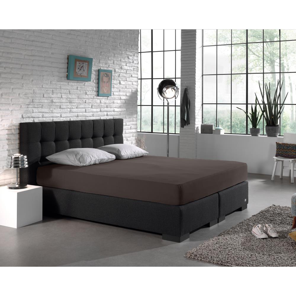 Dubbel Jersey 220 gr. Hoeslaken Deep Taupe - Heerlijk Zacht - Geschikt voor Boxsprings en matrassen - Stretch katoen