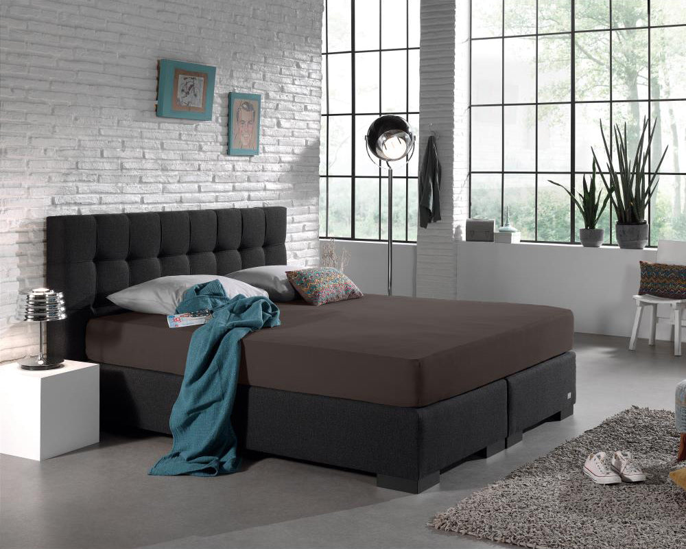 Dubbel Jersey 220 gr. Hoeslaken Deep Taupe - Heerlijk Zacht - Geschikt voor Boxsprings en matrassen - Stretch katoen