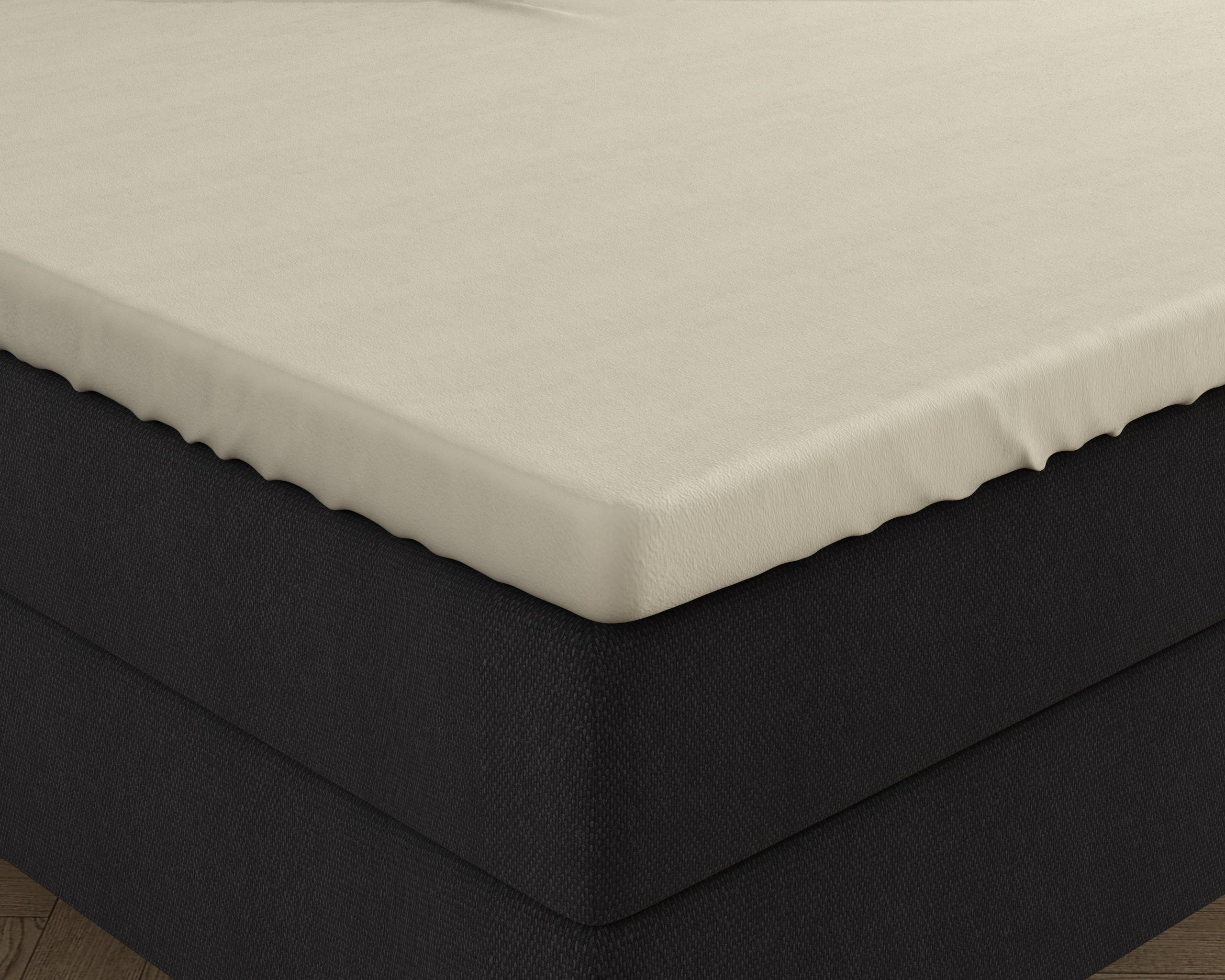 Dubbel Jersey 220 gr. Splittopper Hoeslaken Creme - Heerlijk Zacht - Geschikt voor hoge en lange toppers - Stretch katoen
