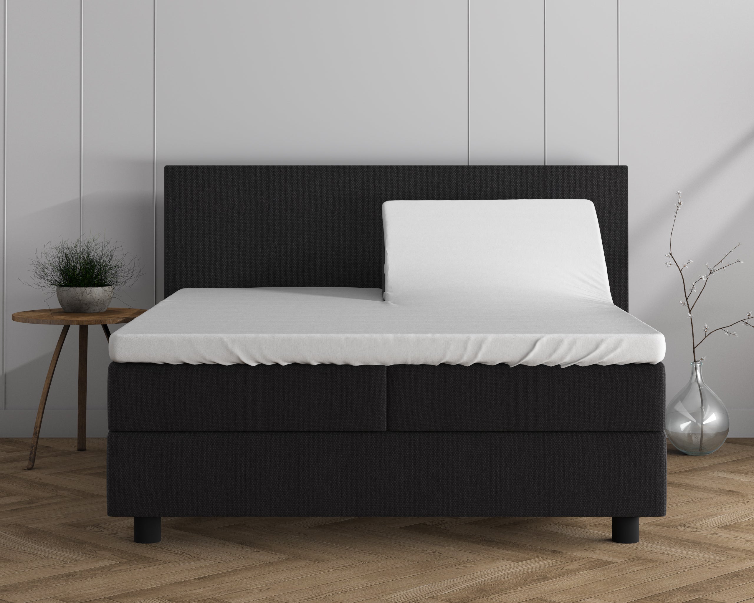 Dubbel Jersey 220 gr. Splittopper Hoeslaken Wit - Heerlijk Zacht - Geschikt voor hoge en lange toppers - Stretch katoen
