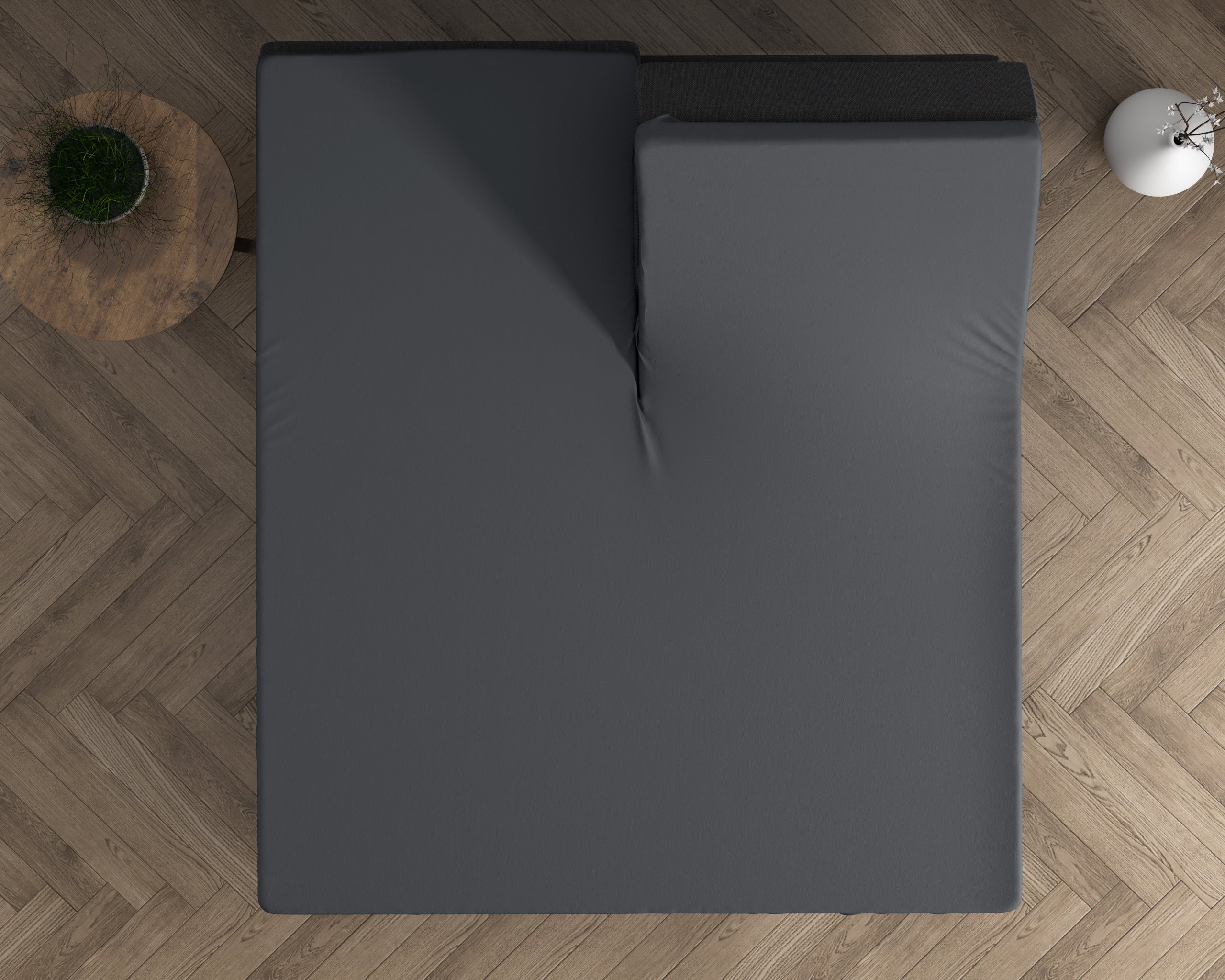Dubbel Jersey 220 gr. Splittopper hoeslaken Antraciet - Heerlijk Zacht - Geschikt voor hoge en lange toppers - Stretch katoen