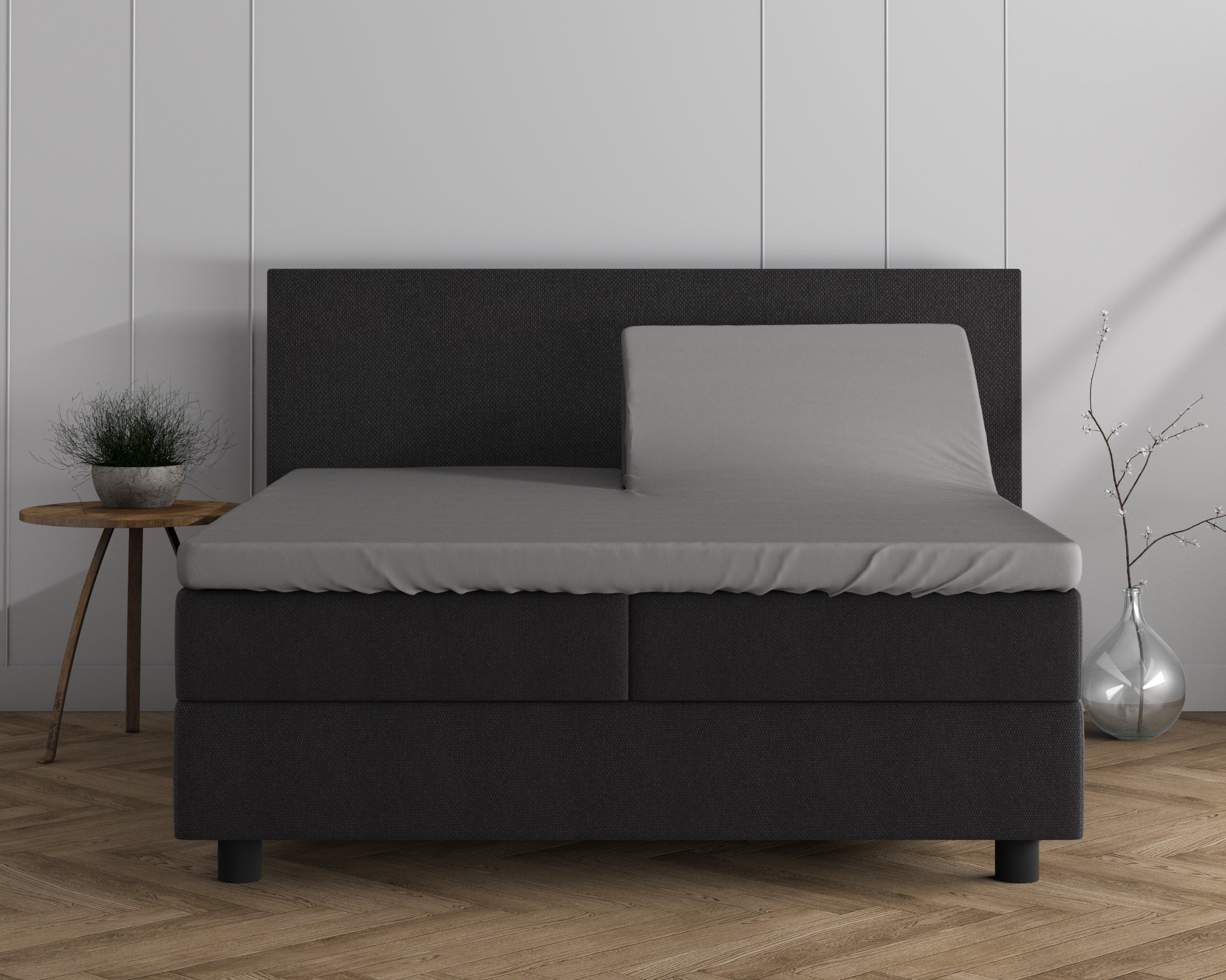 Dubbel Jersey 220 gr. Splittopper hoeslaken Grijs - Heerlijk Zacht - Geschikt voor hoge en lange toppers - Stretch katoen