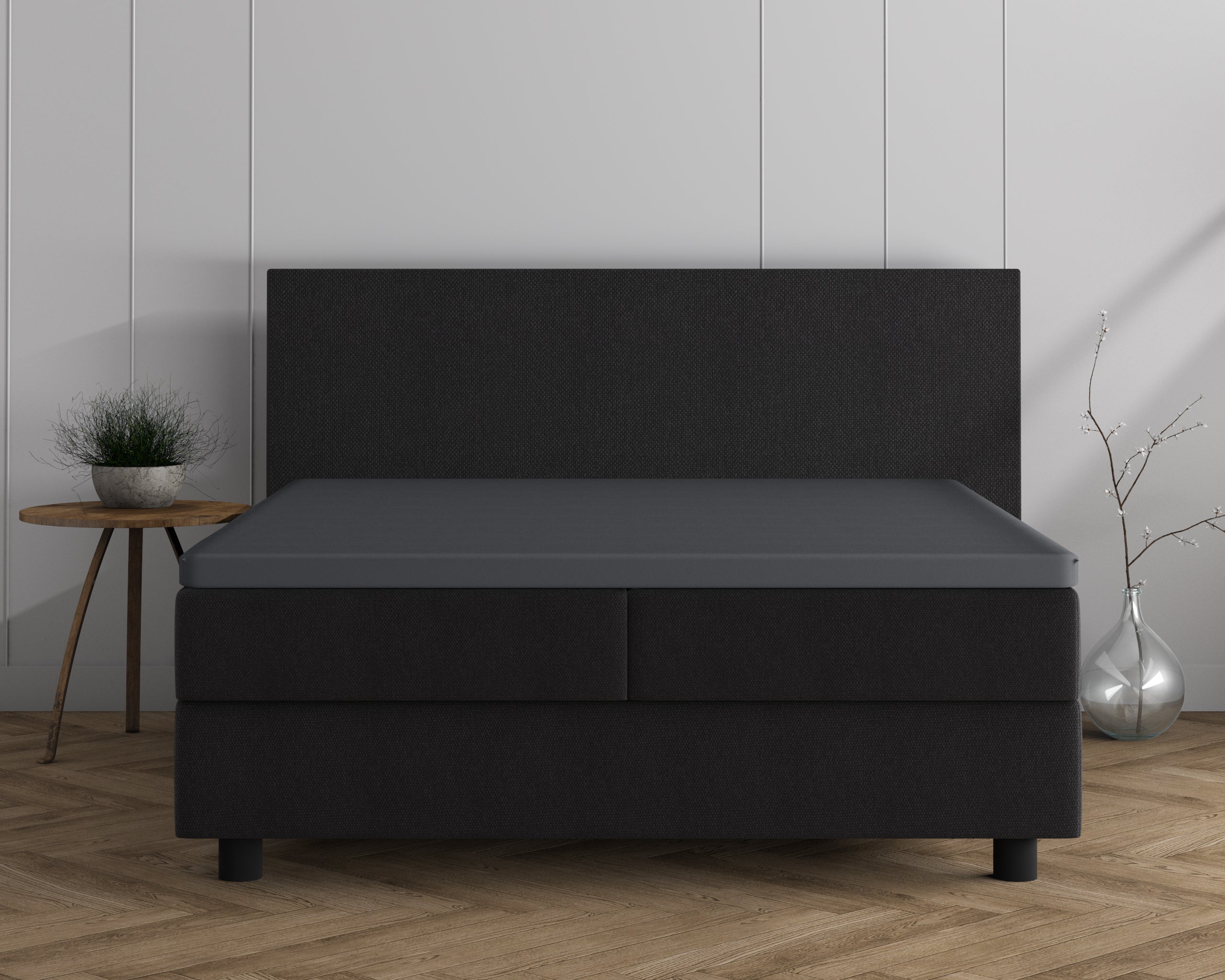 Dubbel Jersey 220 gr. Topper Hoeslaken Antraciet - Heerlijk Zacht - Geschikt voor hoge en lange toppers - Stretch katoen