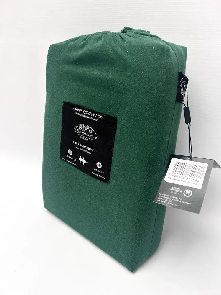 Dubbel Jersey Hoeslaken Forest Green – Luxe & Duurzaam Katoen voor Ultiem Comfort