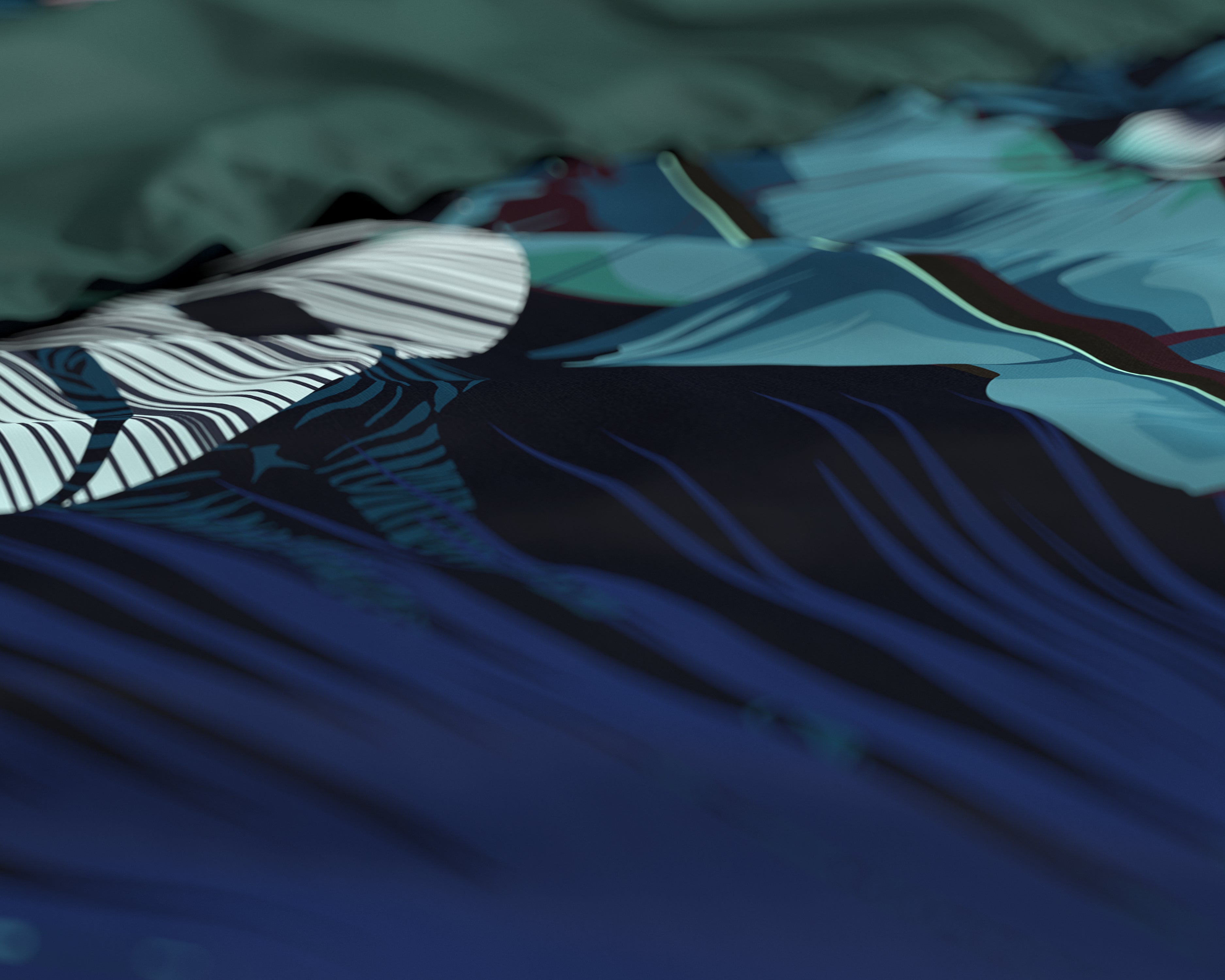 Edvard Blauw Dekbedovertrek - Luxe Satijn - Hoge kwaliteit - Trendy prints