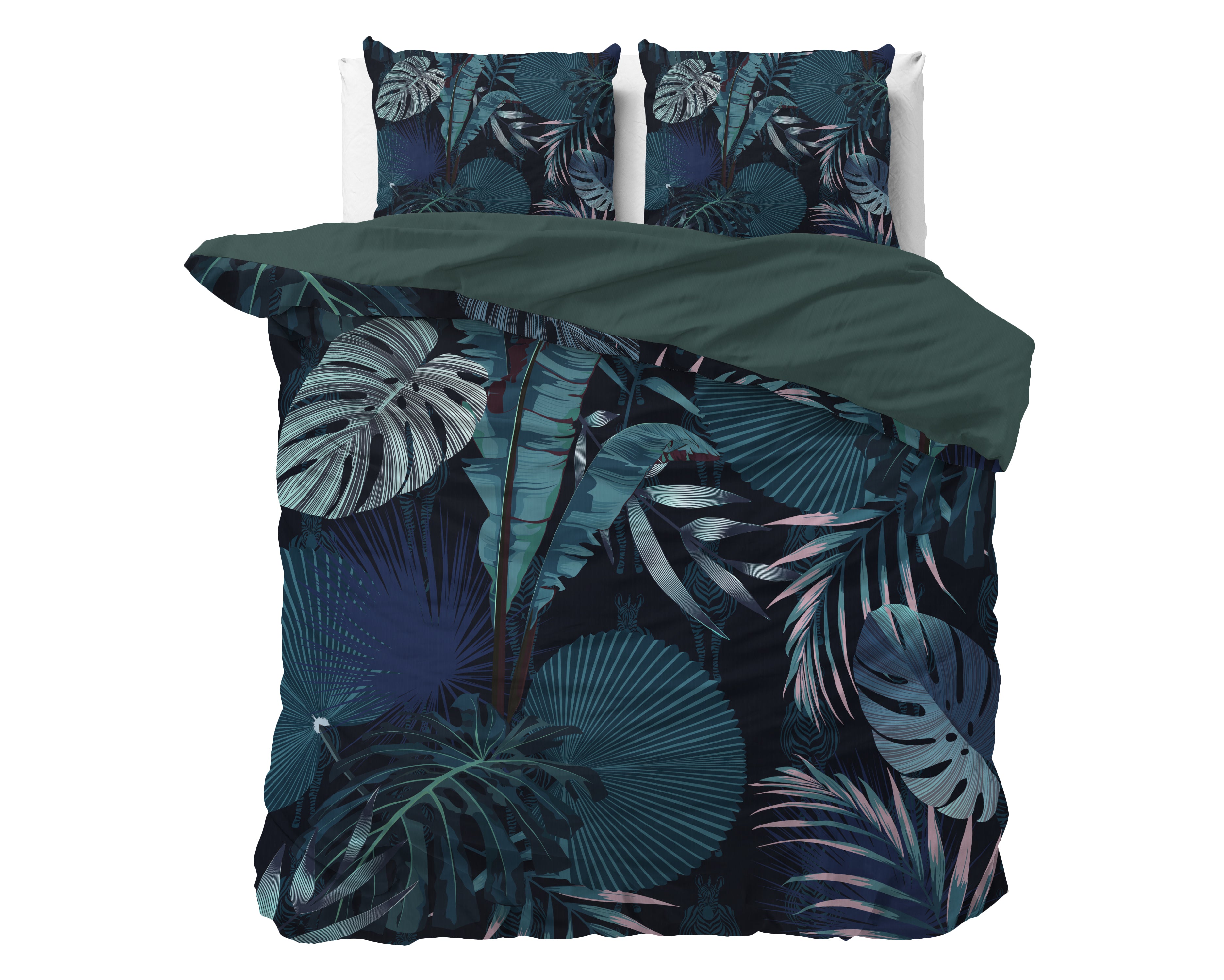 Edvard Blauw Dekbedovertrek - Luxe Satijn - Hoge kwaliteit - Trendy prints