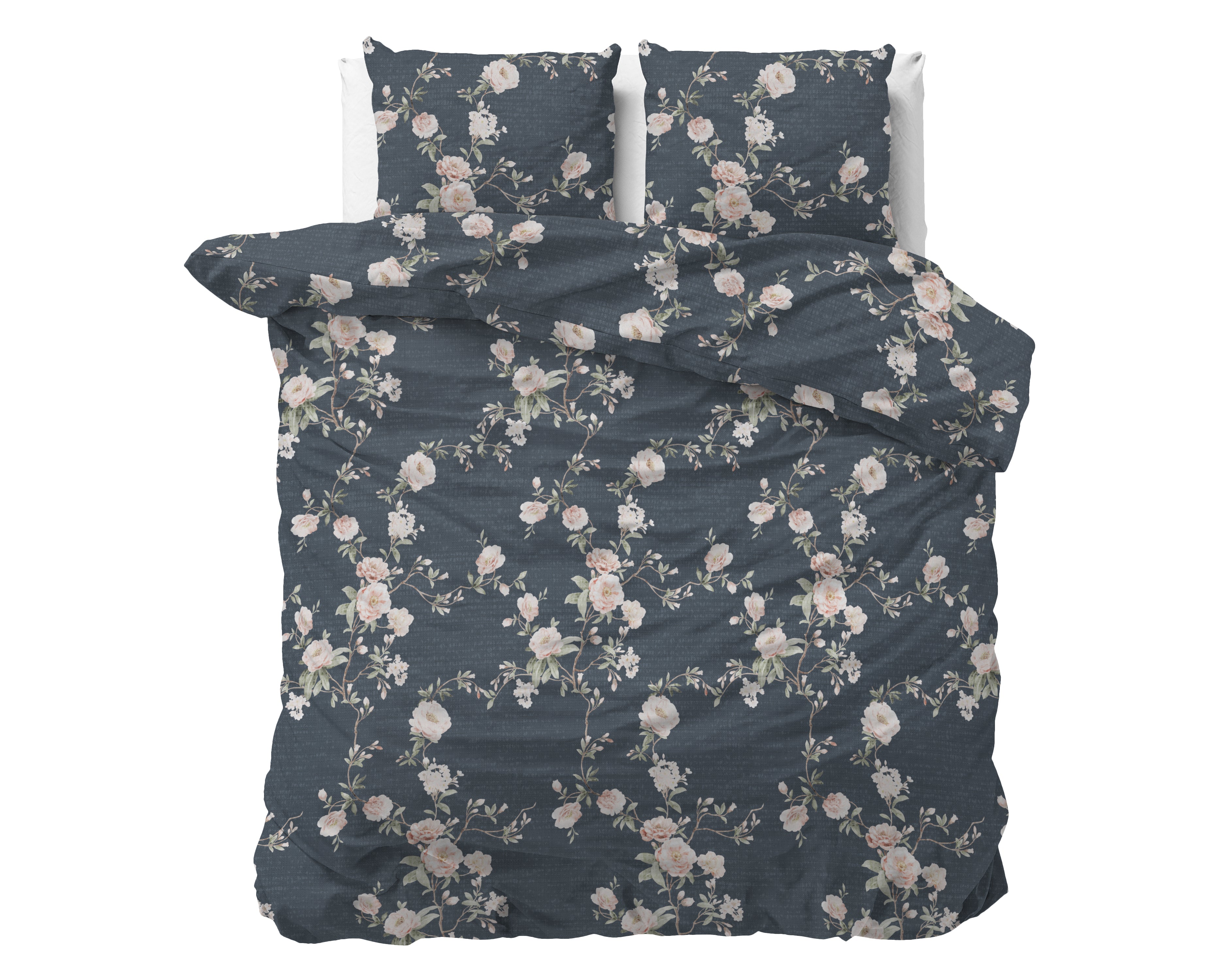 Eloise 2 Dekbedovertrek Indigo - Katoen geweven - Strijkvrij - Leuke prints