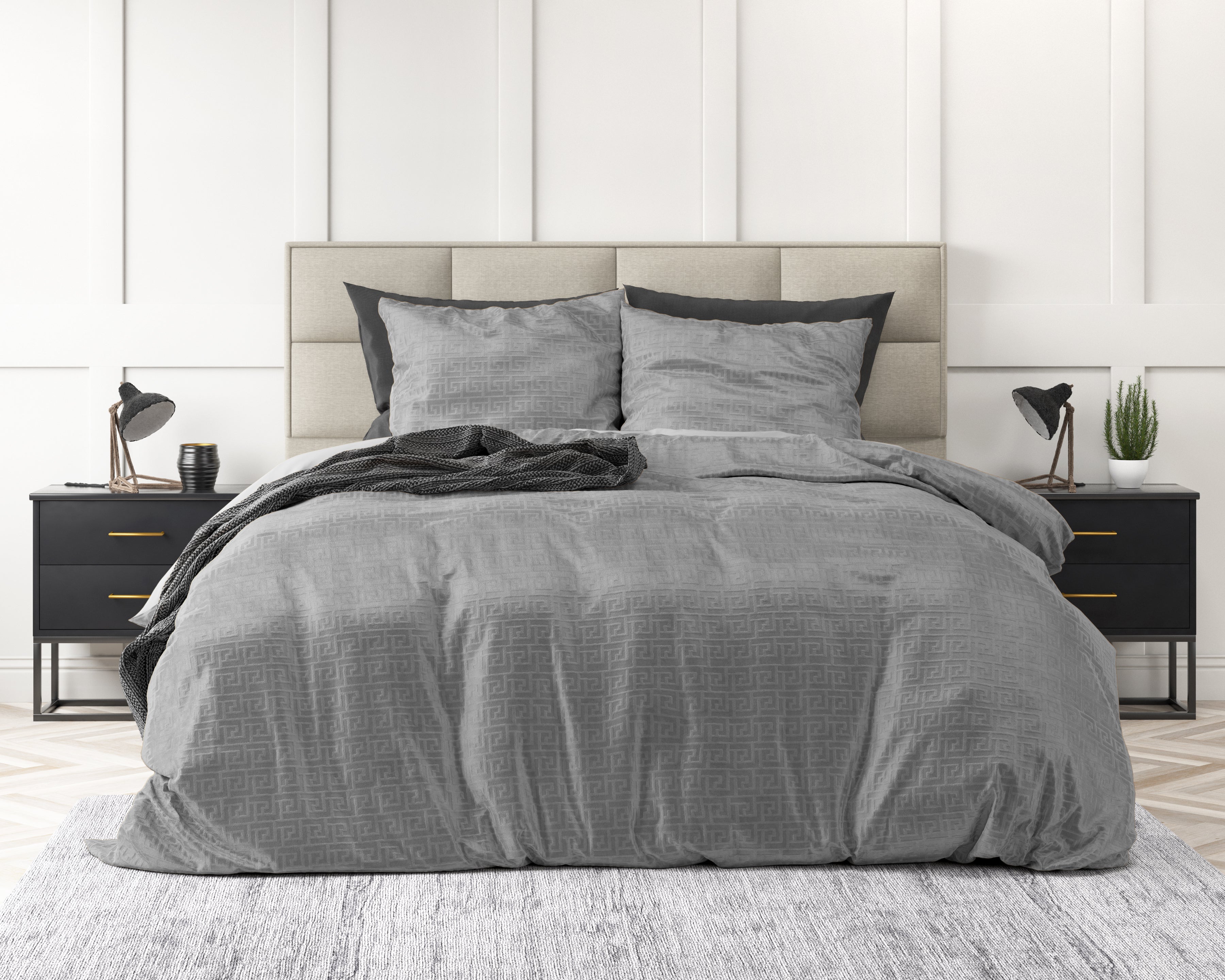 Embossed Velvet Fashion Duvet Cover Gray - Soft and warm - Uni Design - Luxurious feel