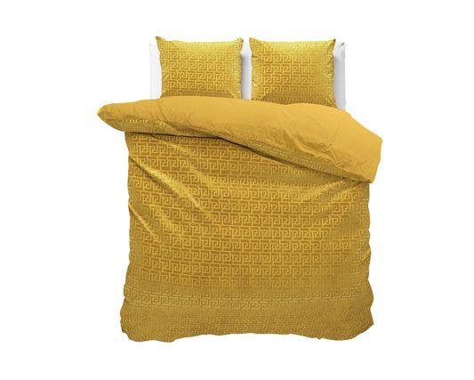 Embossed Velvet Fashion Dekbedovertrek Goud - Zacht en warm - Uni Design - Luxe gevoel