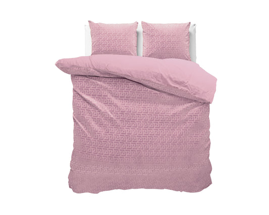 Embossed Velvet Fashion Dekbedovertrek Roze - Zacht en warm - Uni Design - Luxe gevoel