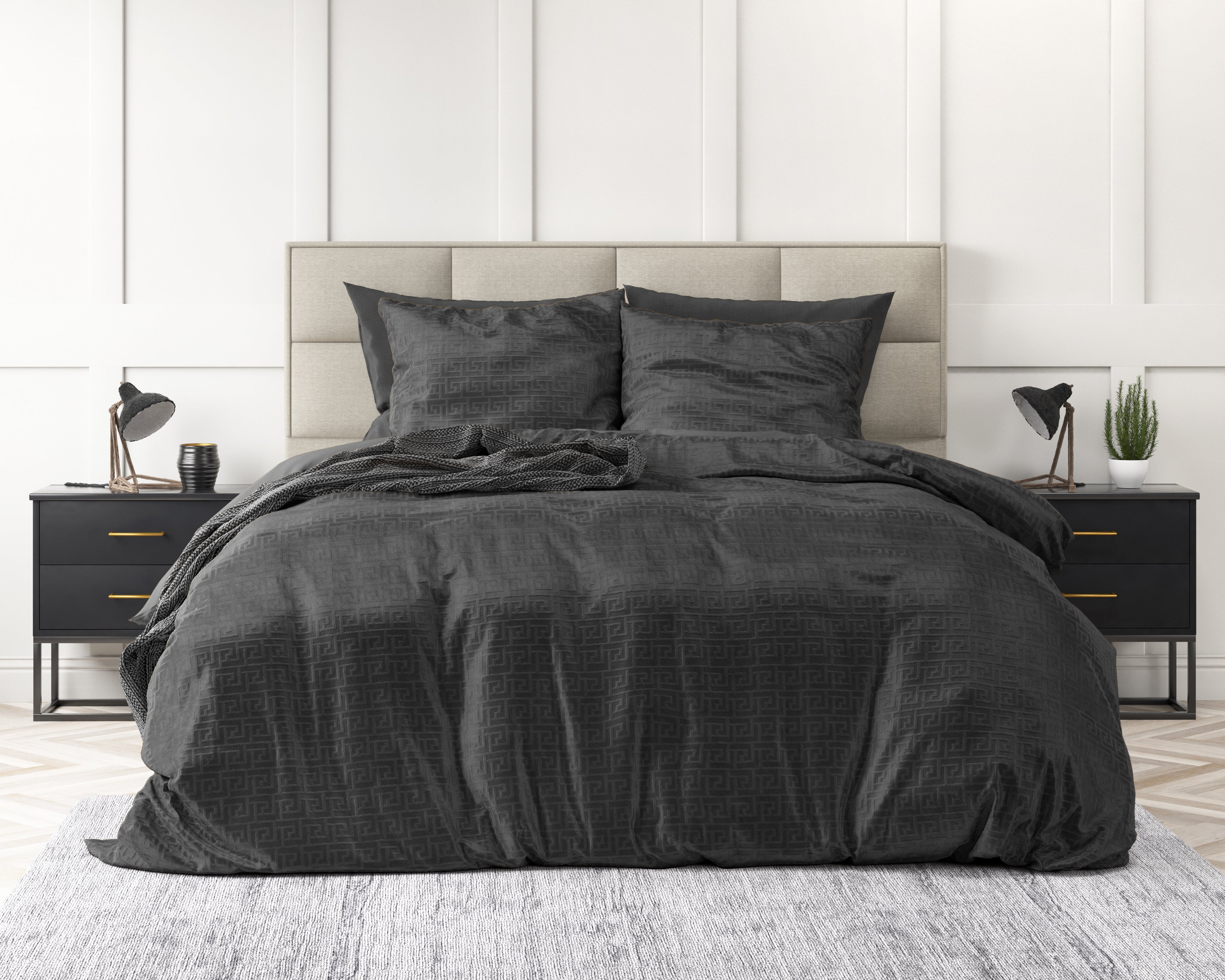 Embossed Velvet Fashion Dekbedovertrek Zwart - Zacht en warm - Uni Design - Luxe gevoel