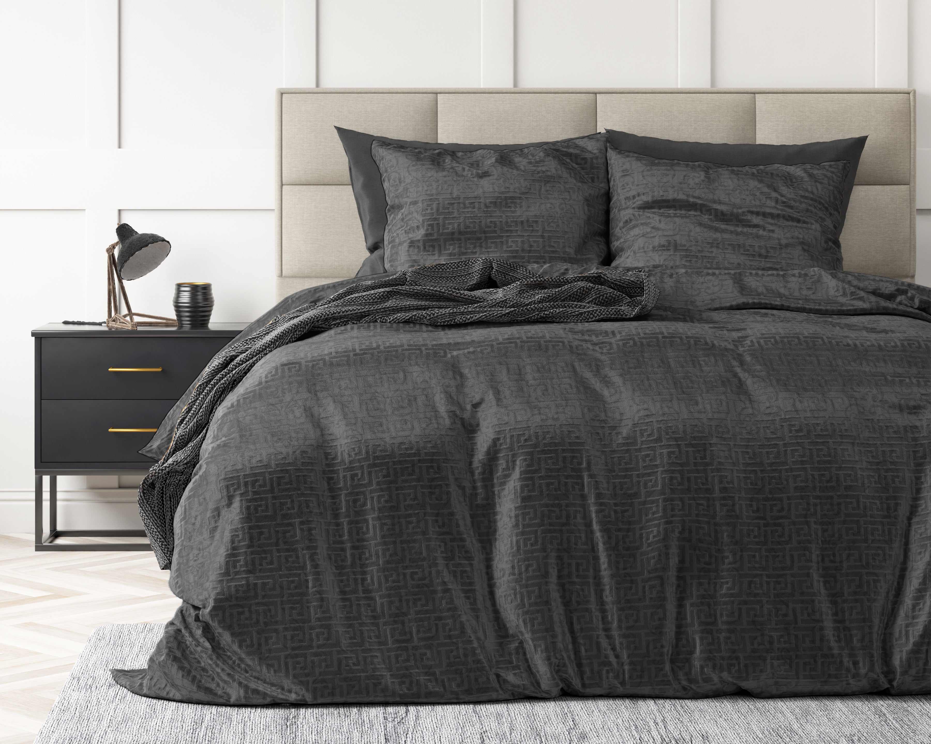 Embossed Velvet Fashion Dekbedovertrek Zwart - Zacht en warm - Uni Design - Luxe gevoel
