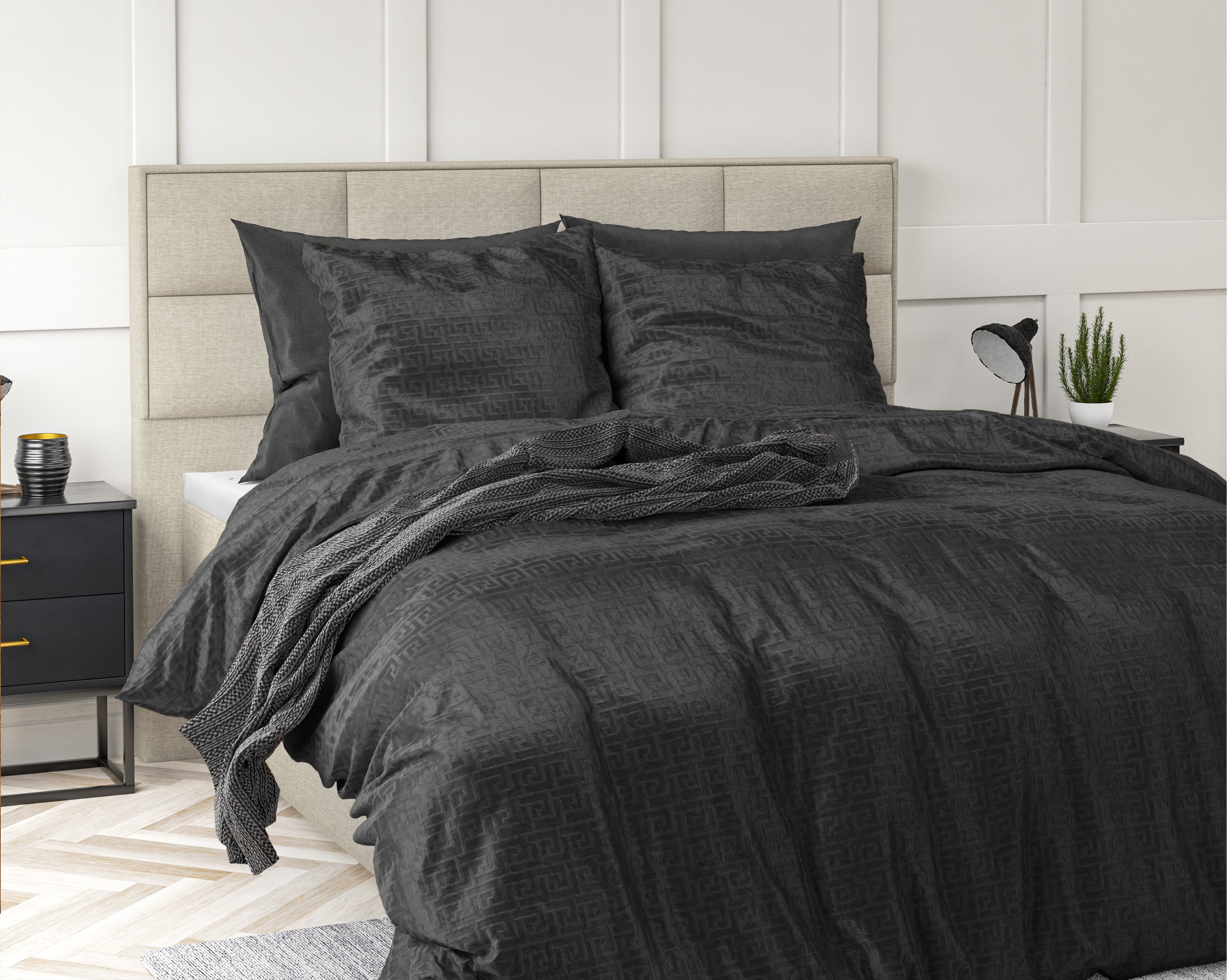Embossed Velvet Fashion Dekbedovertrek Zwart - Zacht en warm - Uni Design - Luxe gevoel