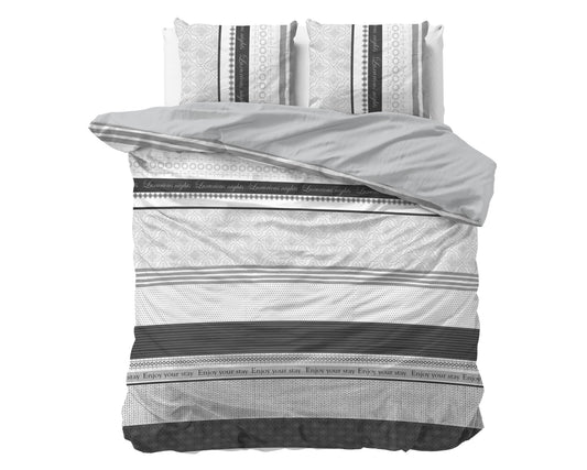Enjoy Dekbedovertrek Antraciet - Ademend katoen - Trendy designs - Met drukknopen