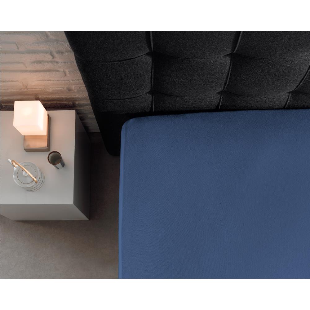 Enkel Jersey 135 gr. Hoeslaken Blauw - Heerlijk Zacht - Geschikt voor Boxsprings en matrassen - Stretch katoen