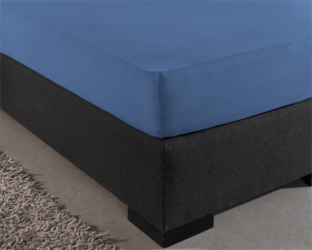 Enkel Jersey 135 gr. Hoeslaken Blauw - Heerlijk Zacht - Geschikt voor Boxsprings en matrassen - Stretch katoen