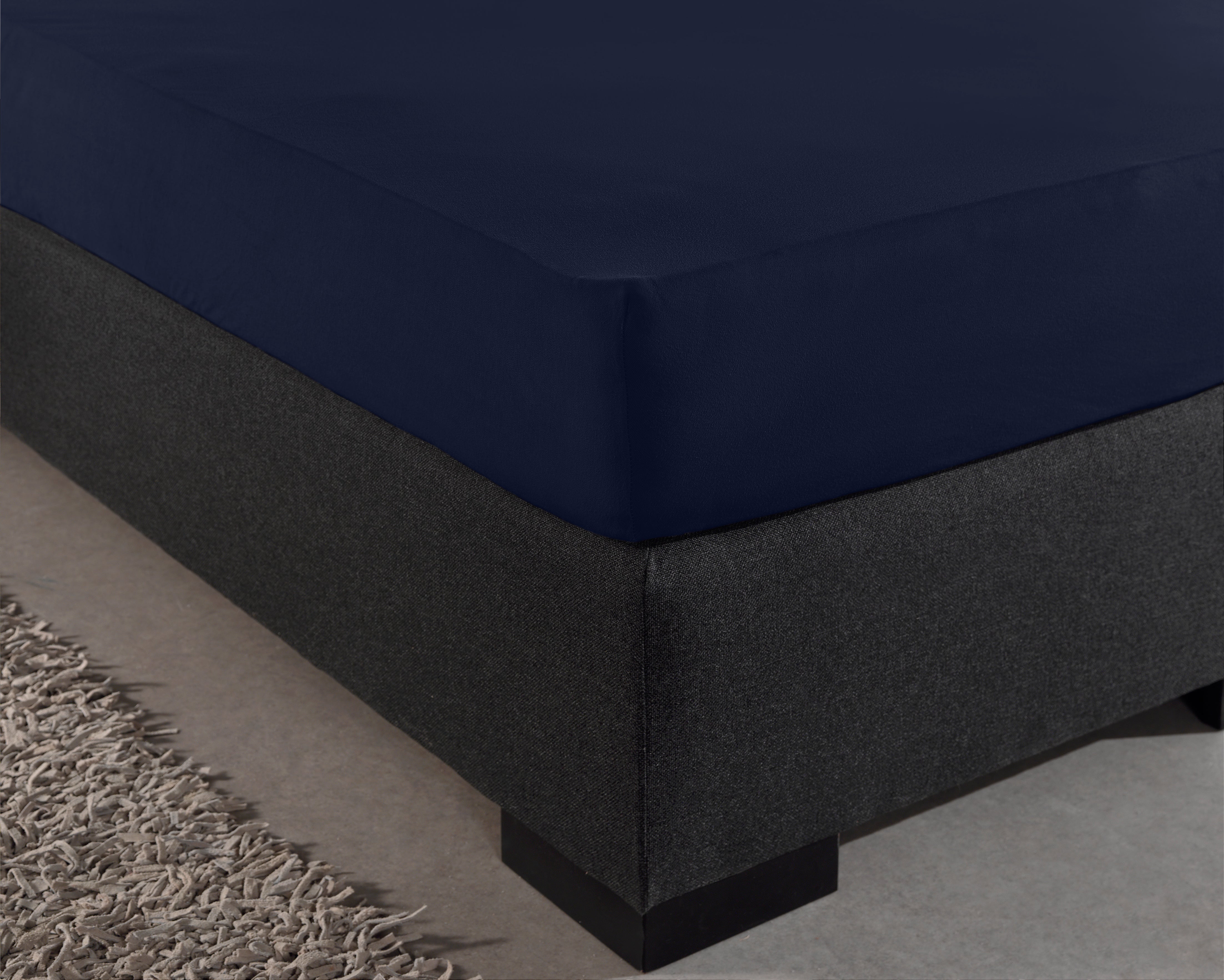 Enkel Jersey 135 gr. Hoeslaken Indigo Blauw - Heerlijk Zacht - Geschikt voor Boxsprings en matrassen - Stretch katoen