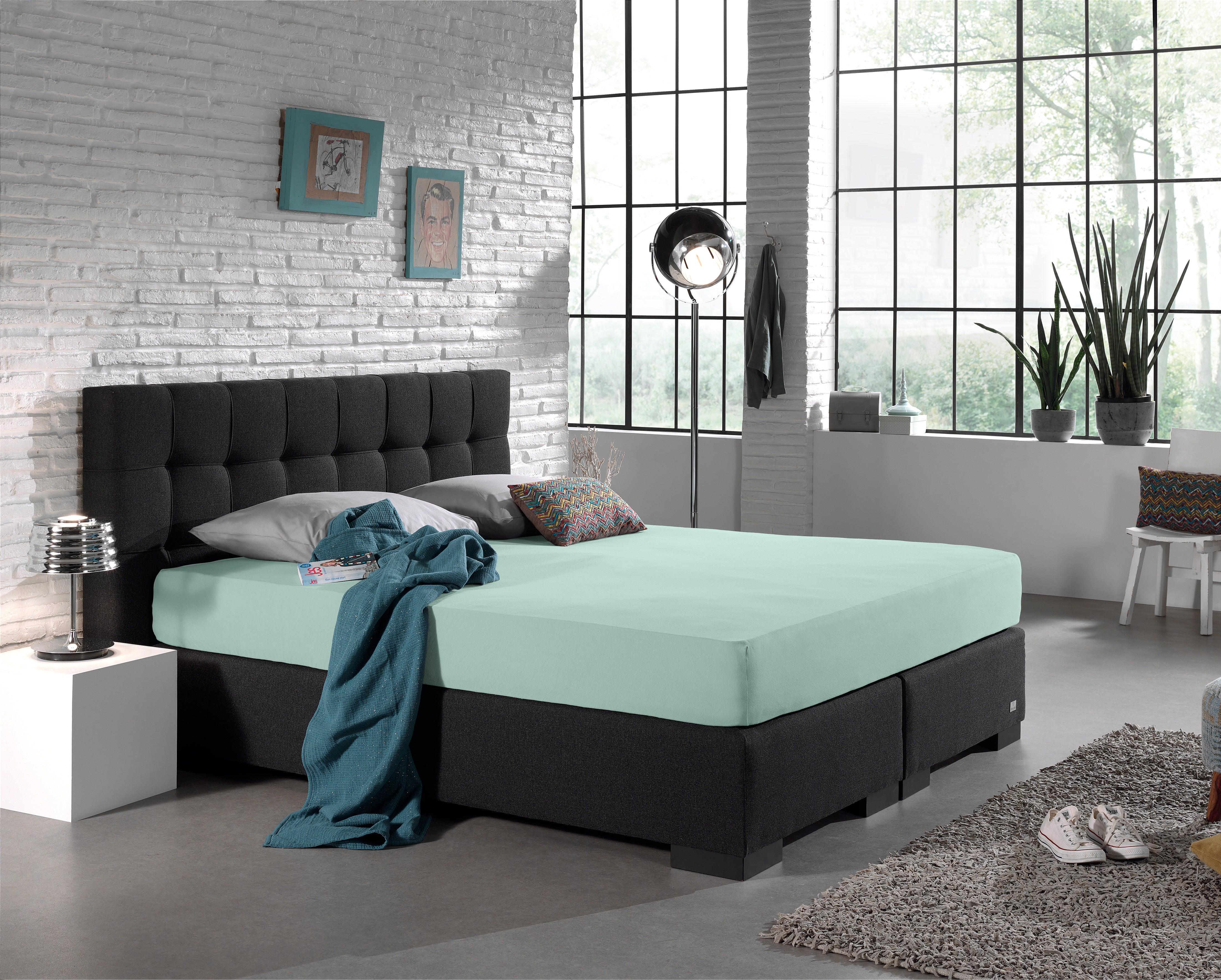 Enkel Jersey 135 gr. Hoeslaken Pastel Blauw - Heerlijk Zacht - Geschikt voor Boxsprings en matrassen - Stretch katoen