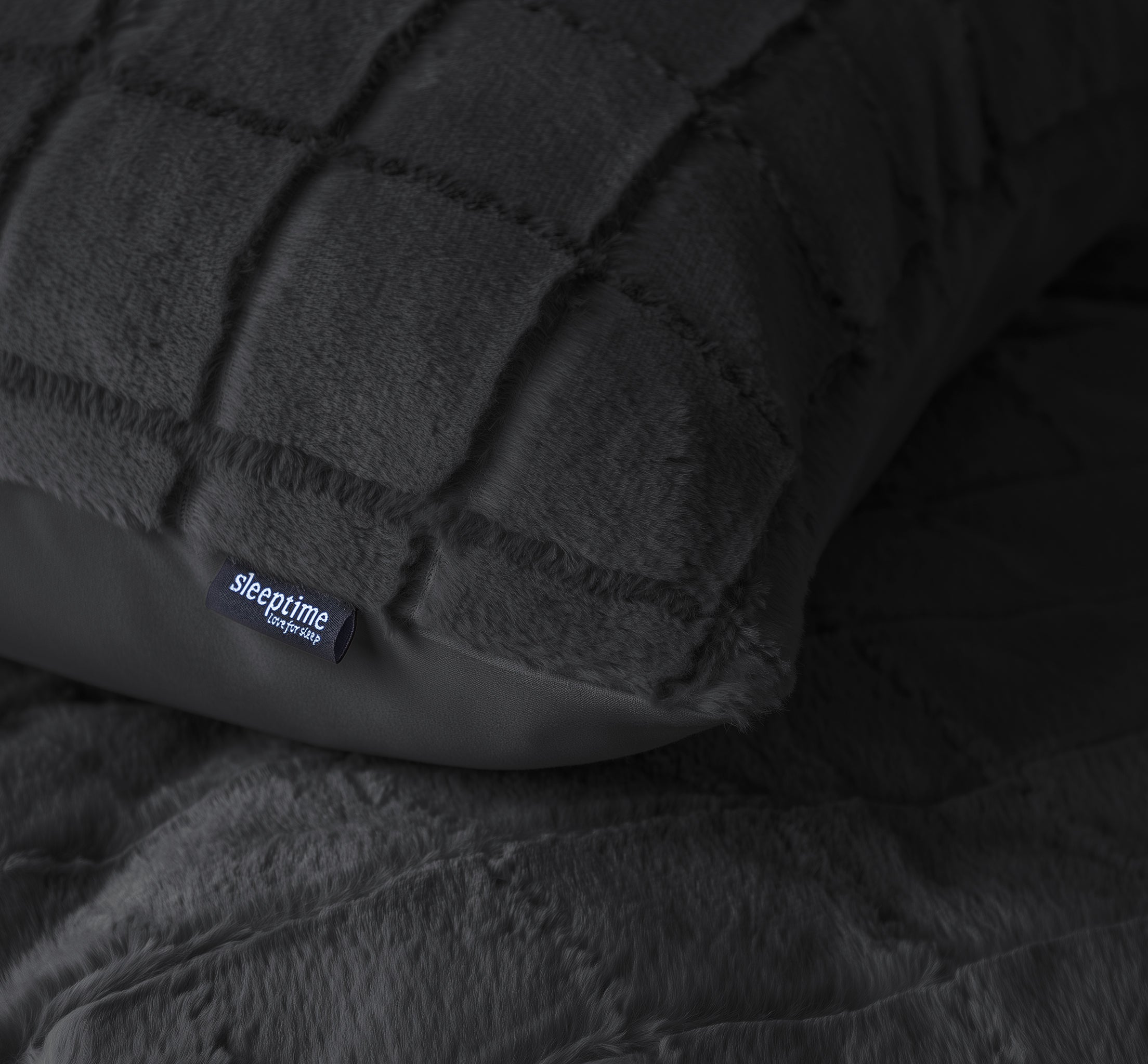 Faux Fur Check Dekbedovertrek Zwart - Heerlijk zacht - Chique design - Nepbont