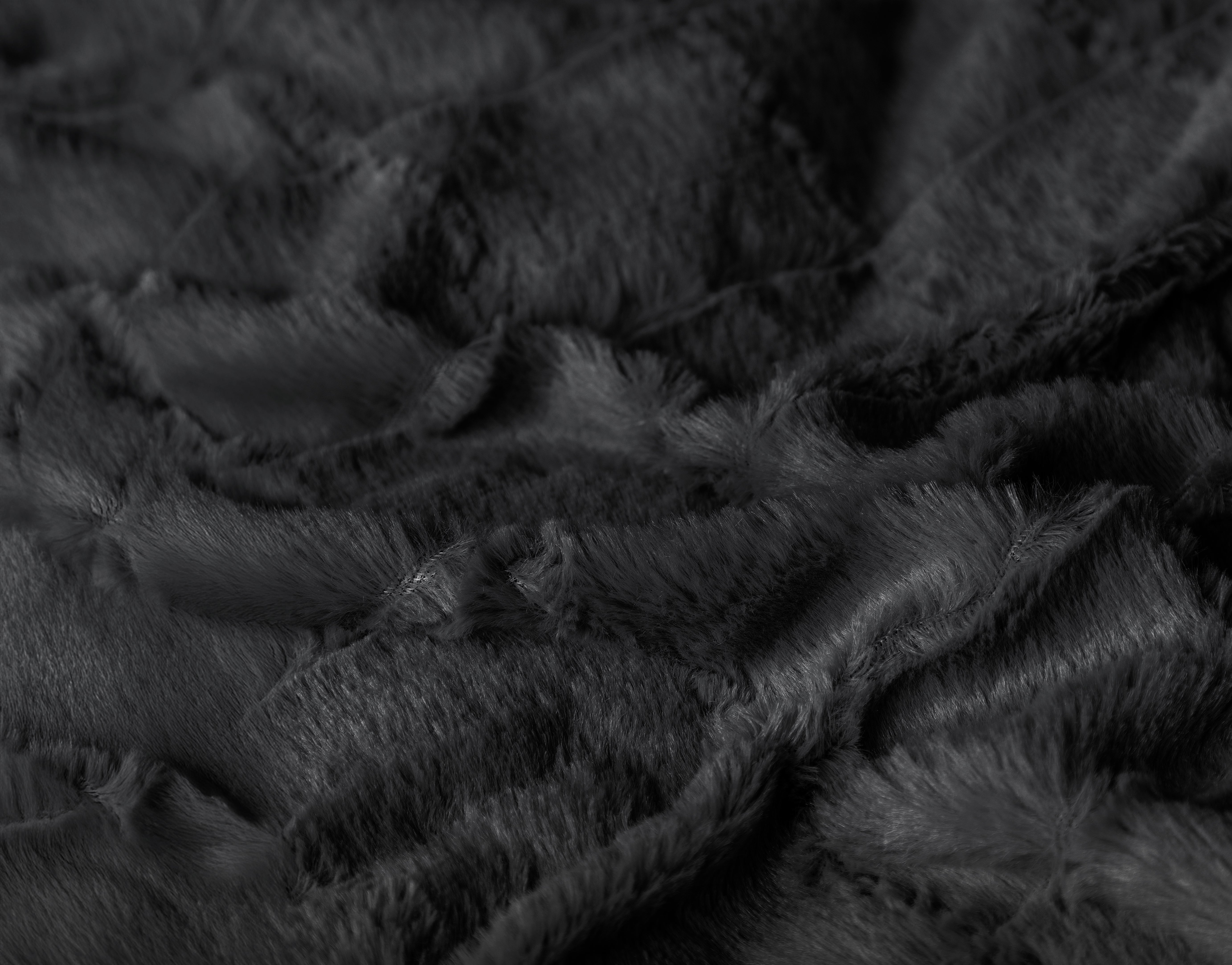 Faux Fur Check Dekbedovertrek Zwart - Heerlijk zacht - Chique design - Nepbont