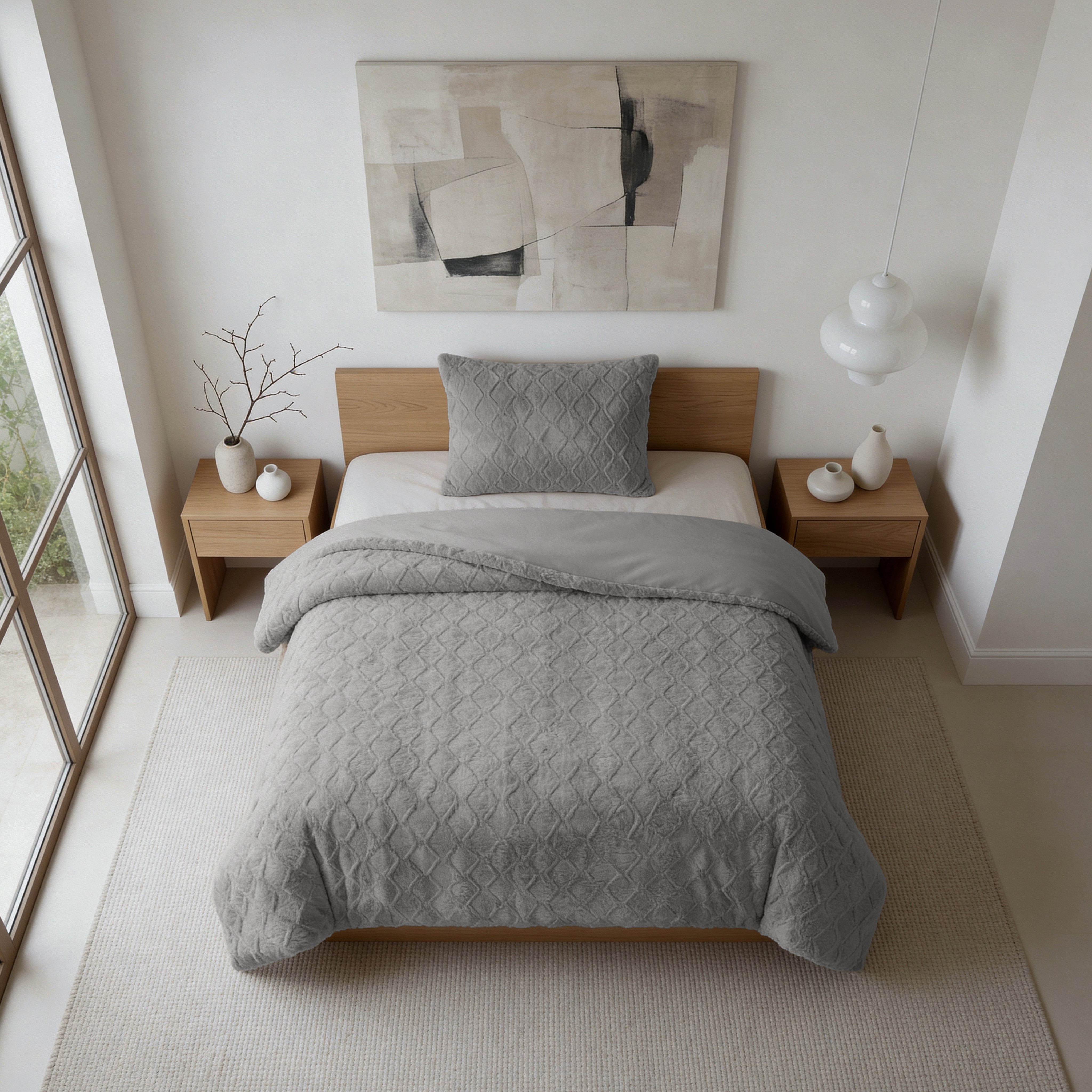 Faux Fur Syon Teddy Dekbedovertrek Grijs