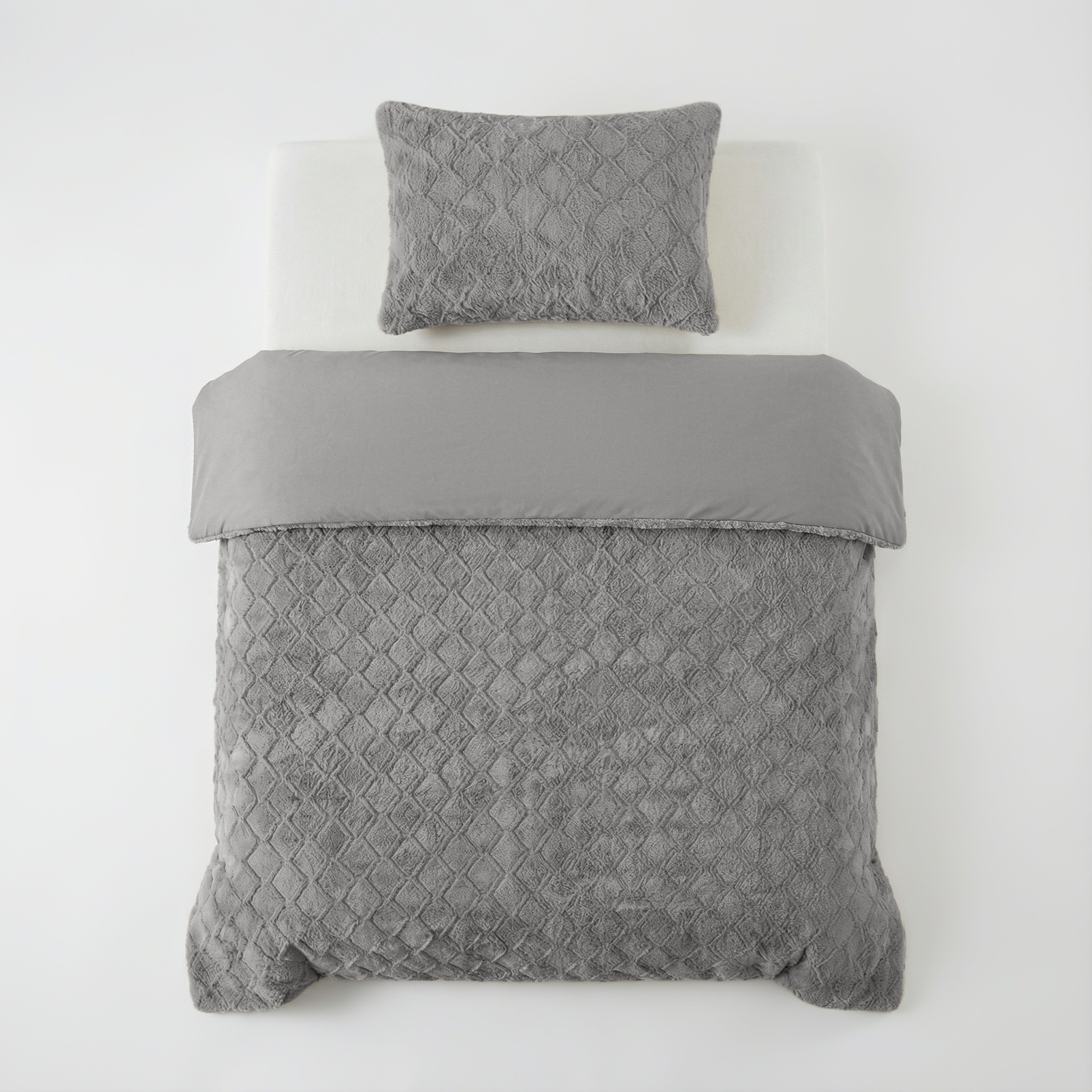 Faux Fur Syon Teddy Dekbedovertrek Grijs