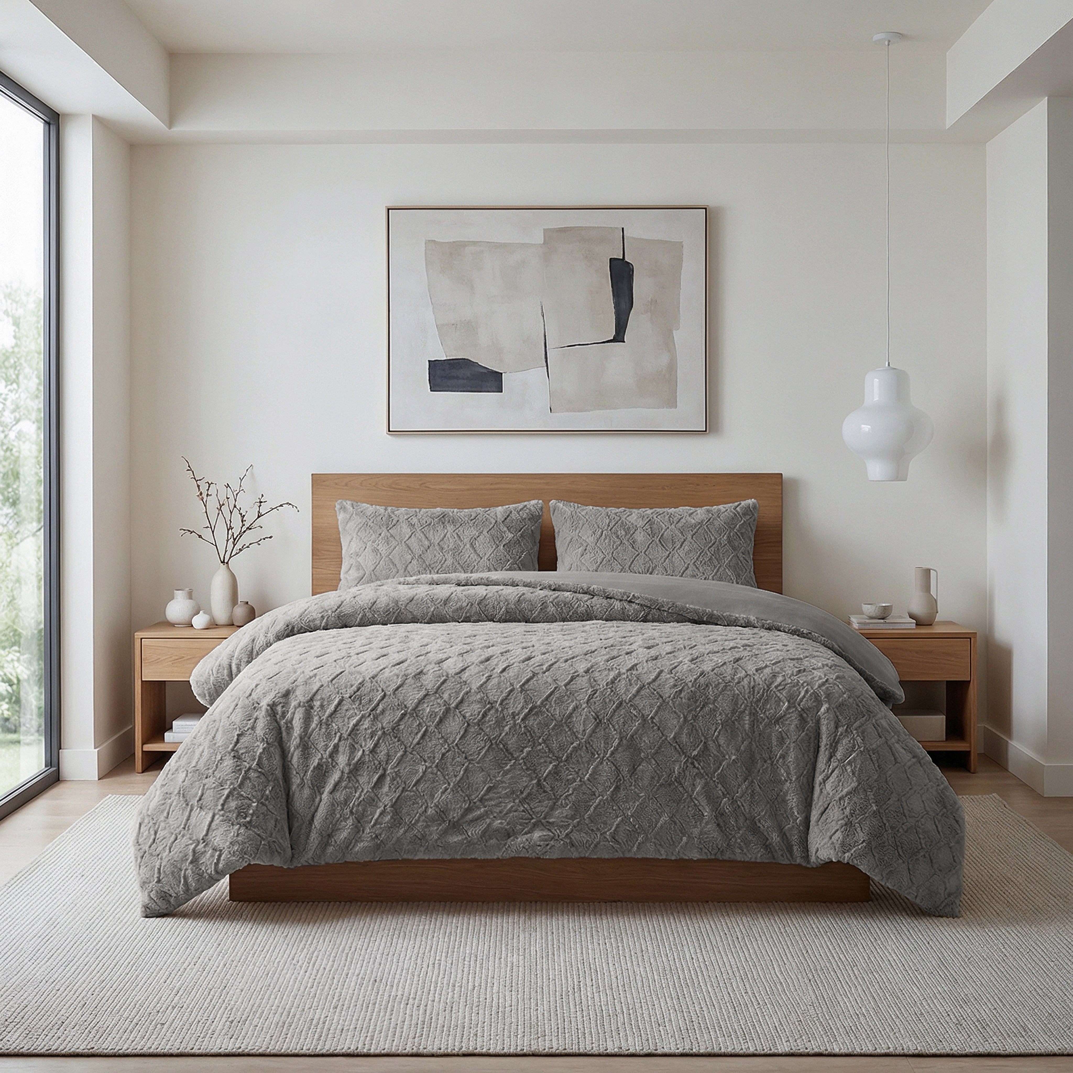 Faux Fur Syon Teddy Dekbedovertrek Grijs