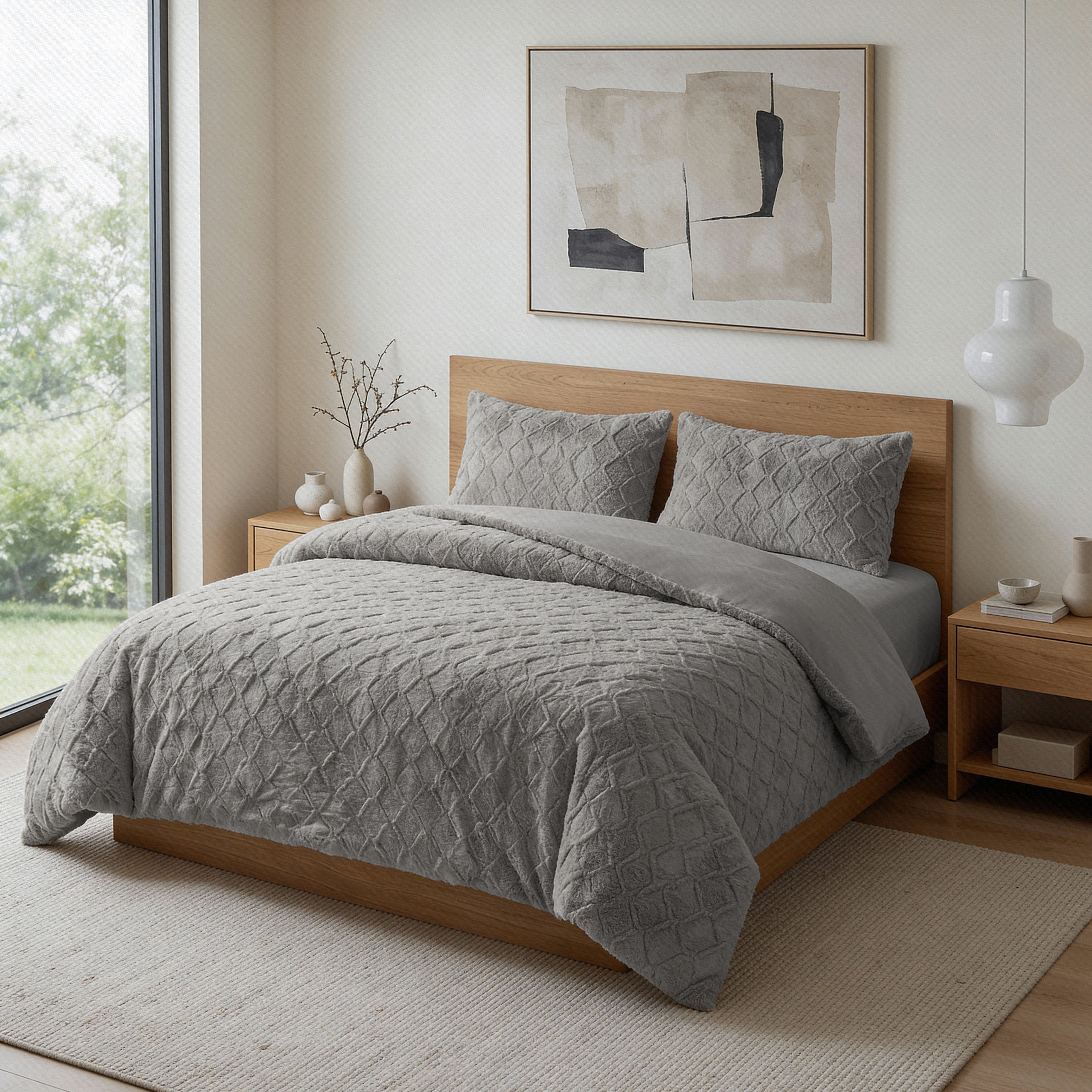 Faux Fur Syon Teddy Dekbedovertrek Grijs