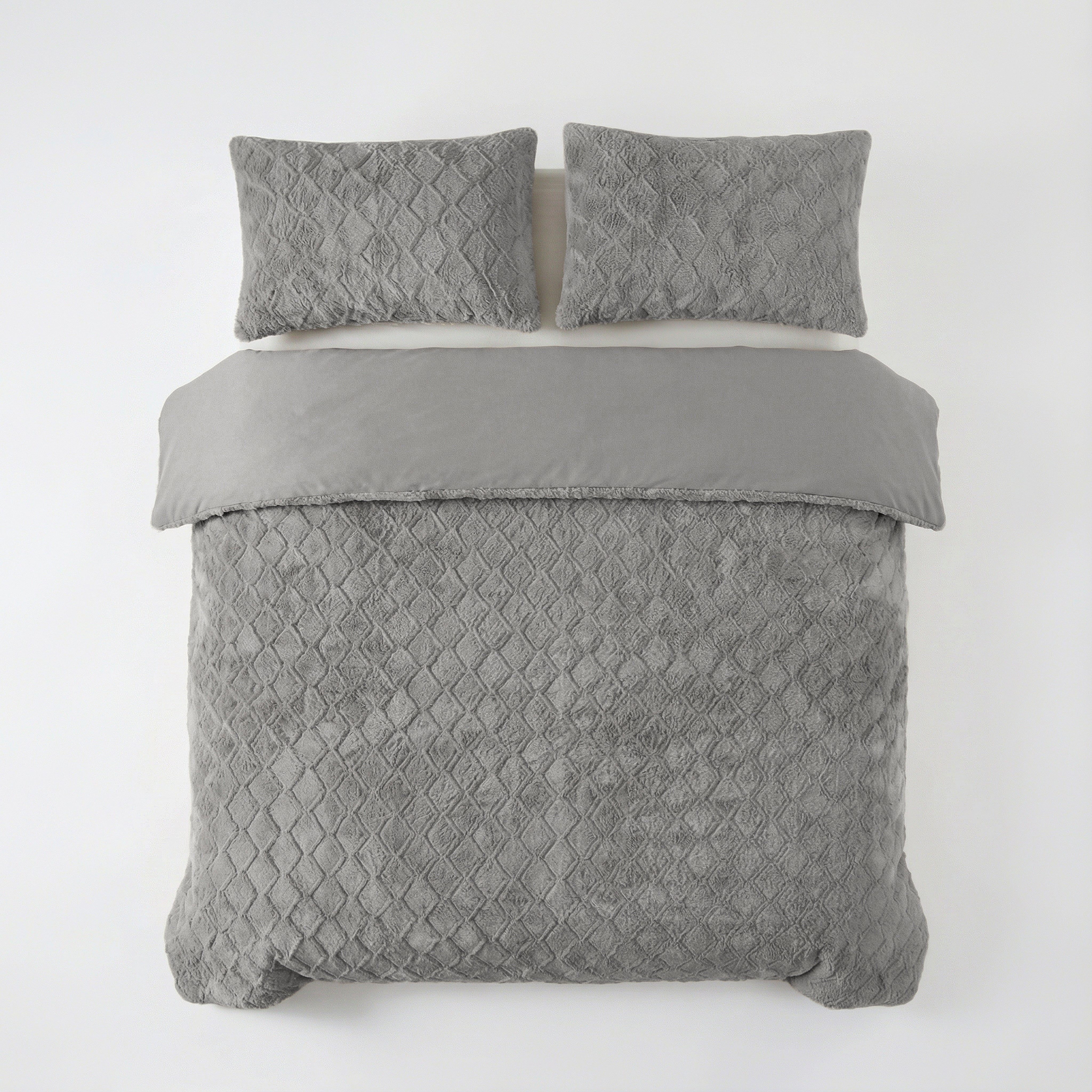 Faux Fur Syon Teddy Dekbedovertrek Grijs