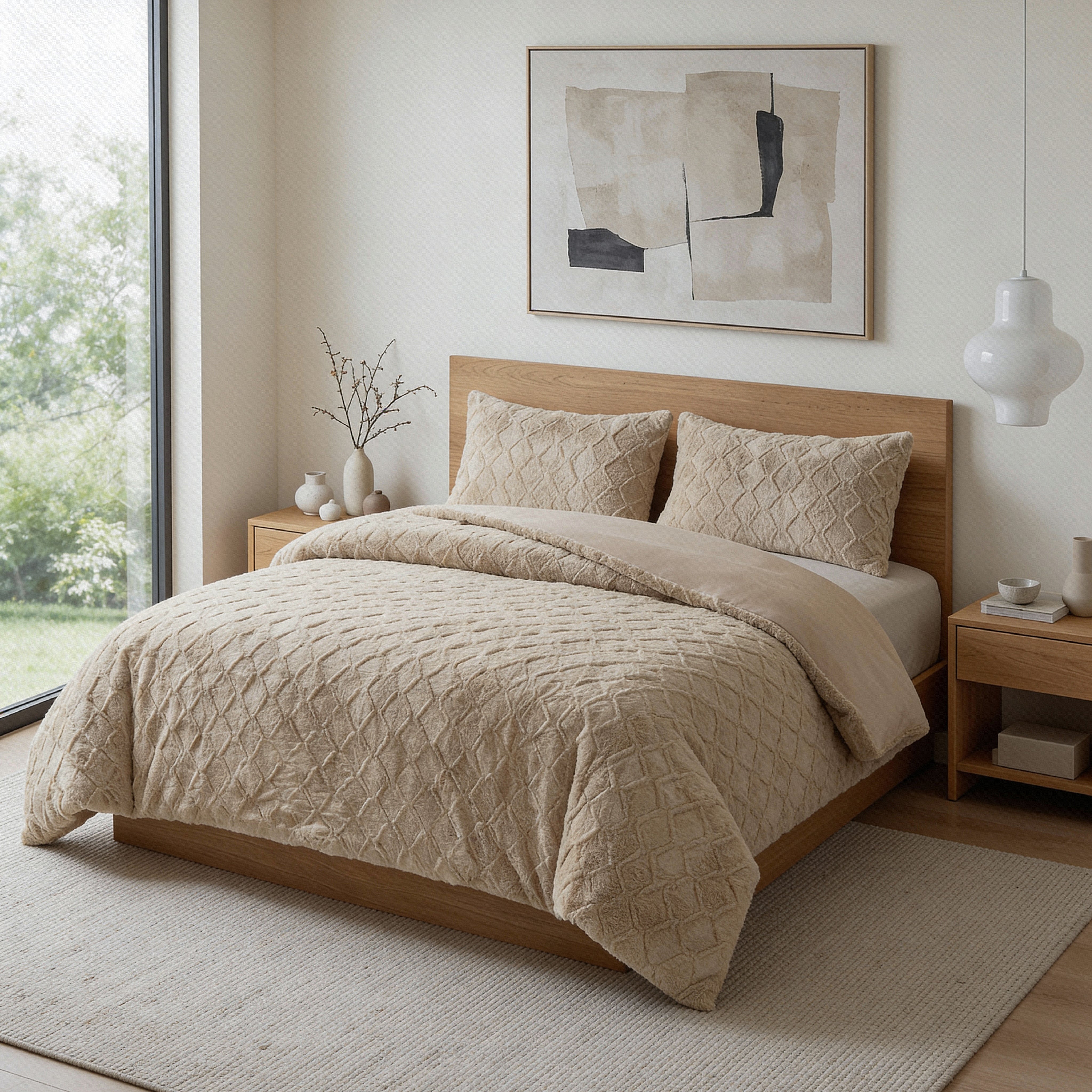 Faux Fur Syon Teddy Dekbedovertrek Taupe