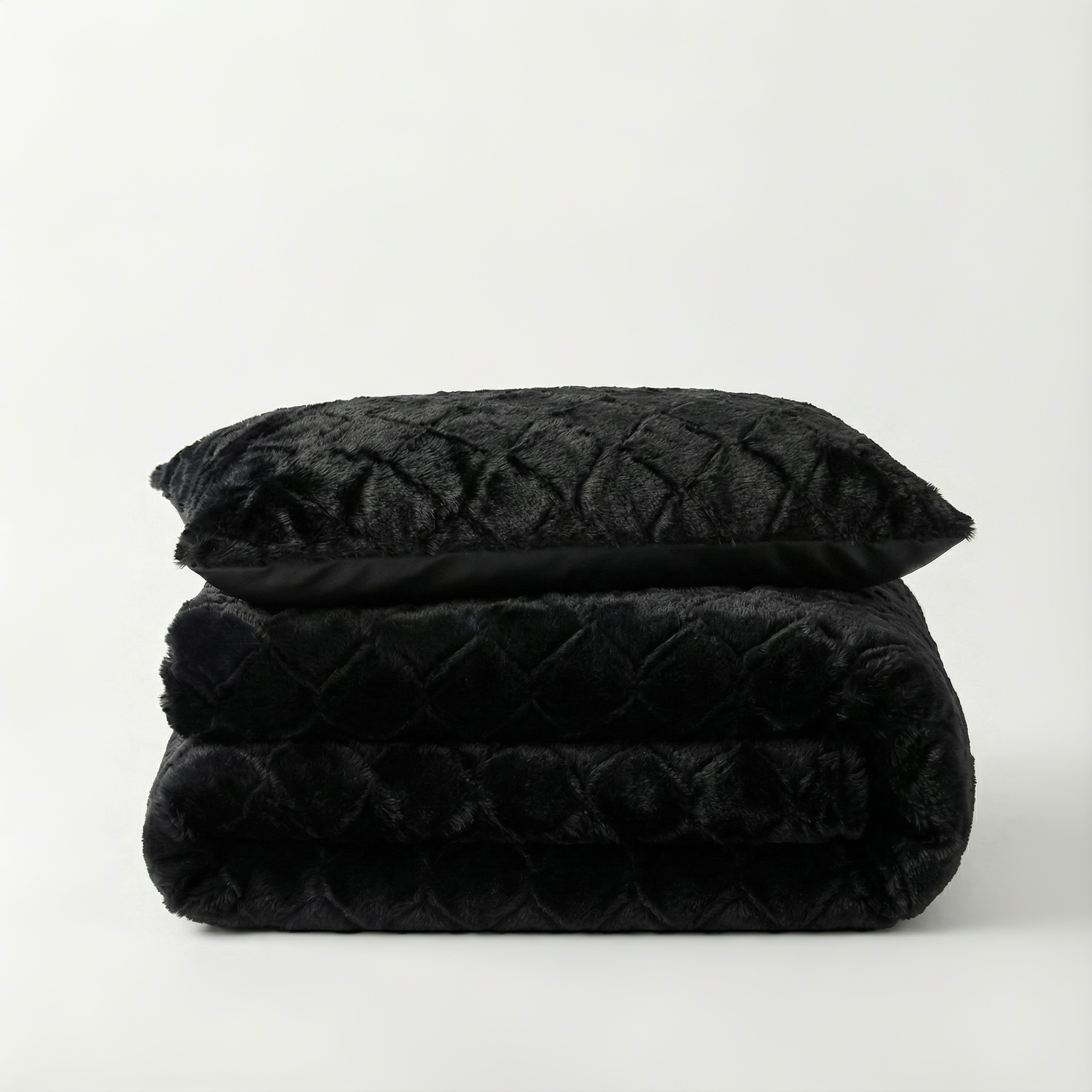 Faux Fur Syon Teddy Dekbedovertrek Zwart