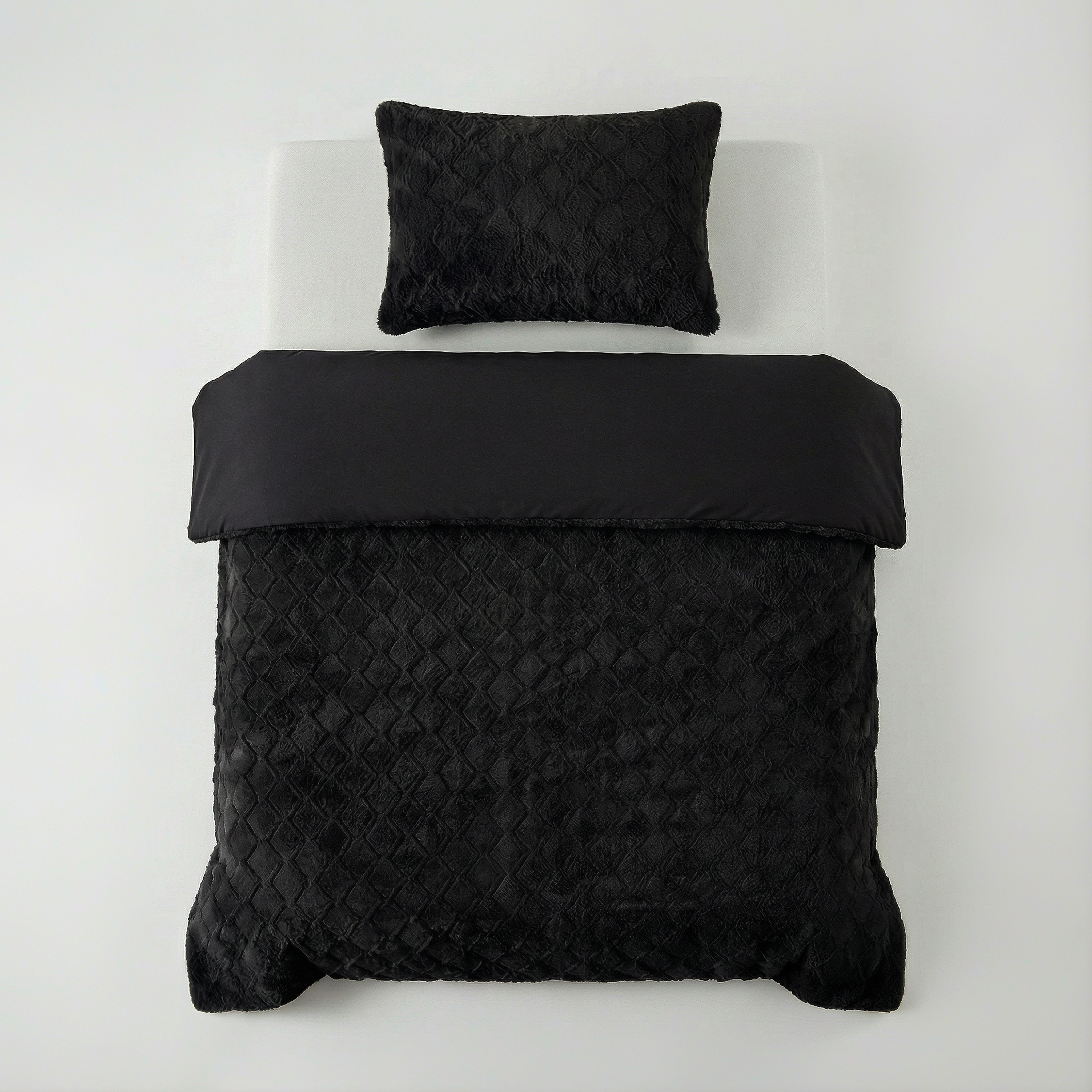 Faux Fur Syon Teddy Dekbedovertrek Zwart