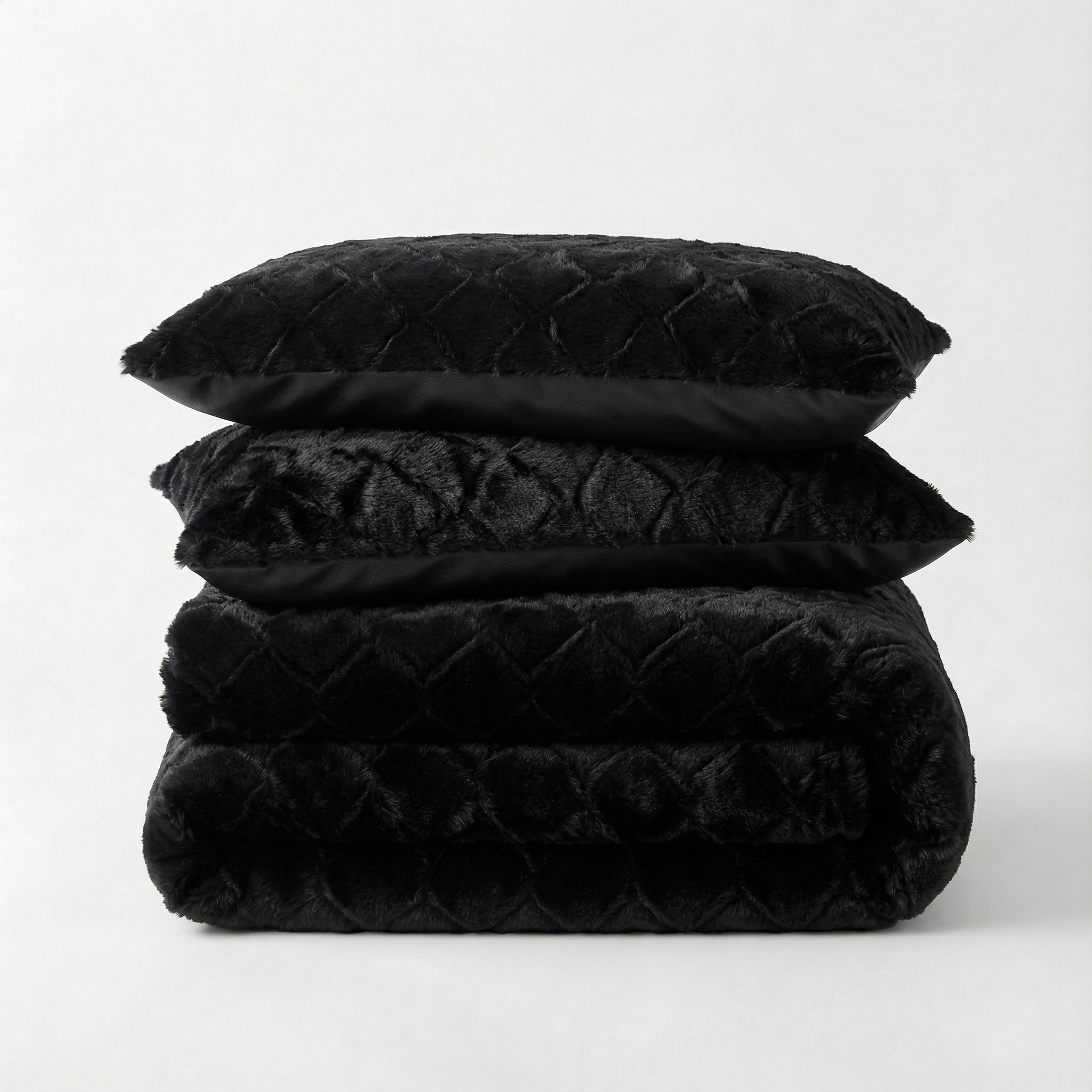 Faux Fur Syon Teddy Dekbedovertrek Zwart