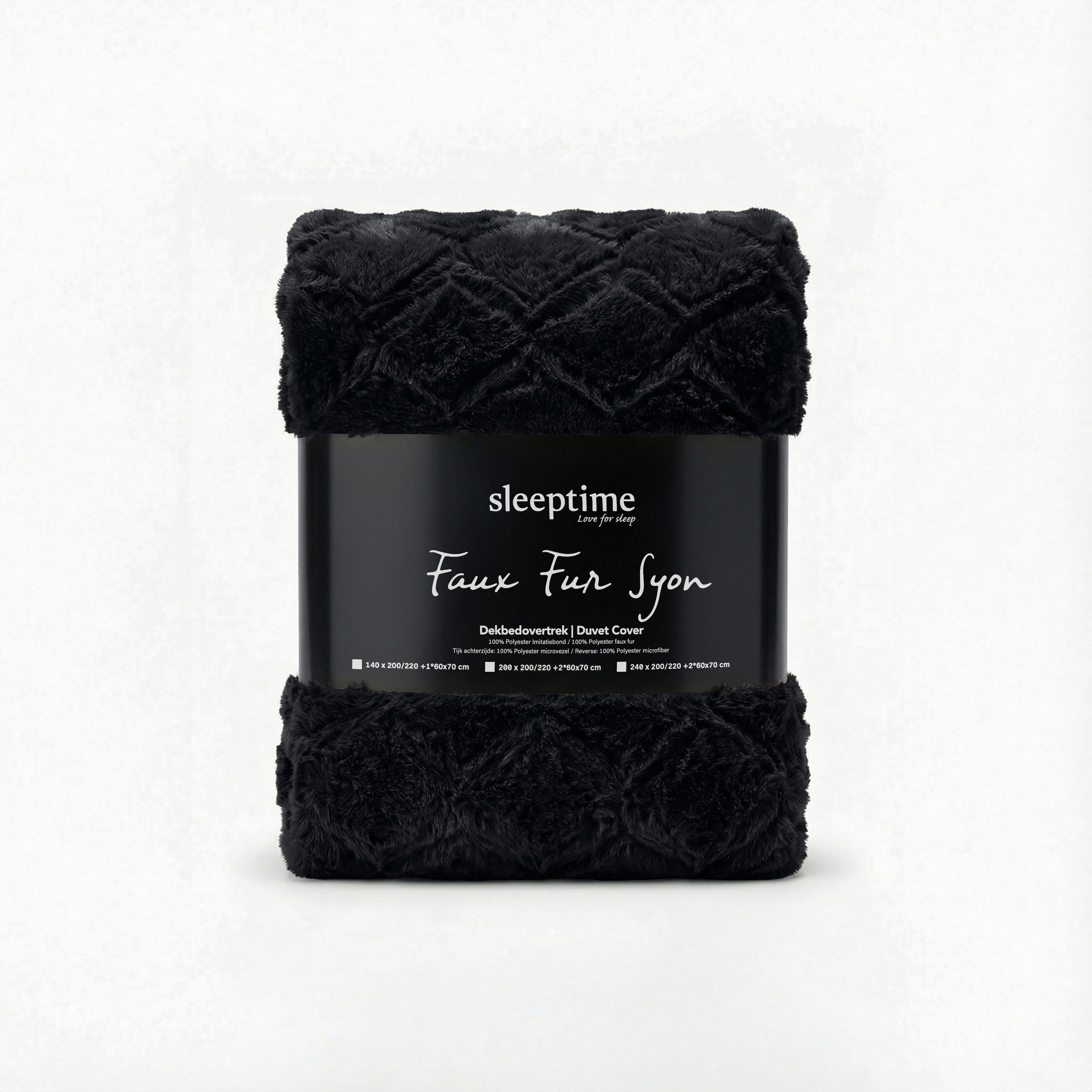 Faux Fur Syon Teddy Dekbedovertrek Zwart