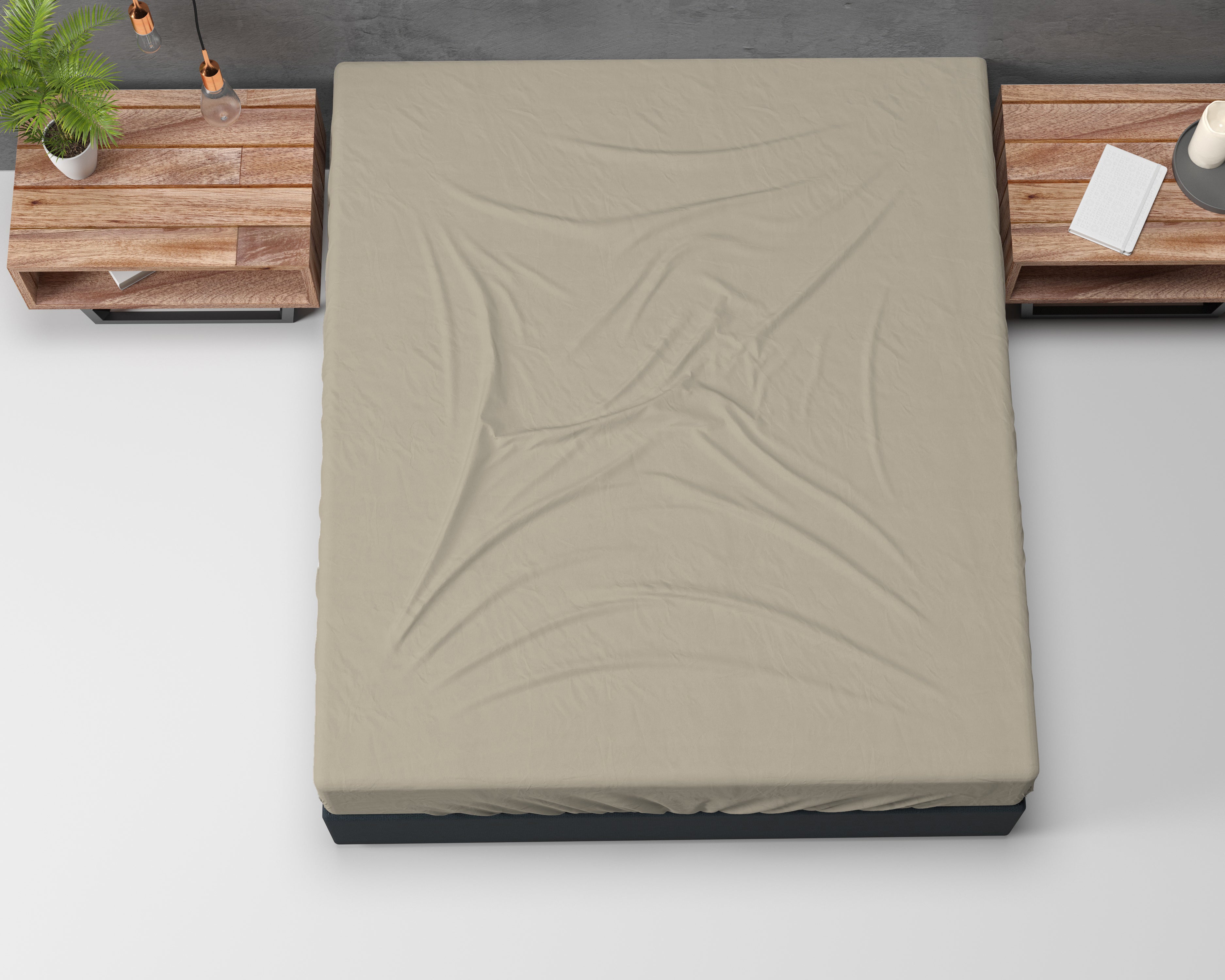Flanel Basic Hoeslaken Taupe - Dubbelzijdig geborsteld - Heerlijk zacht en verwarmend - Vrij van schadelijke stoffen en huidvriendelijk