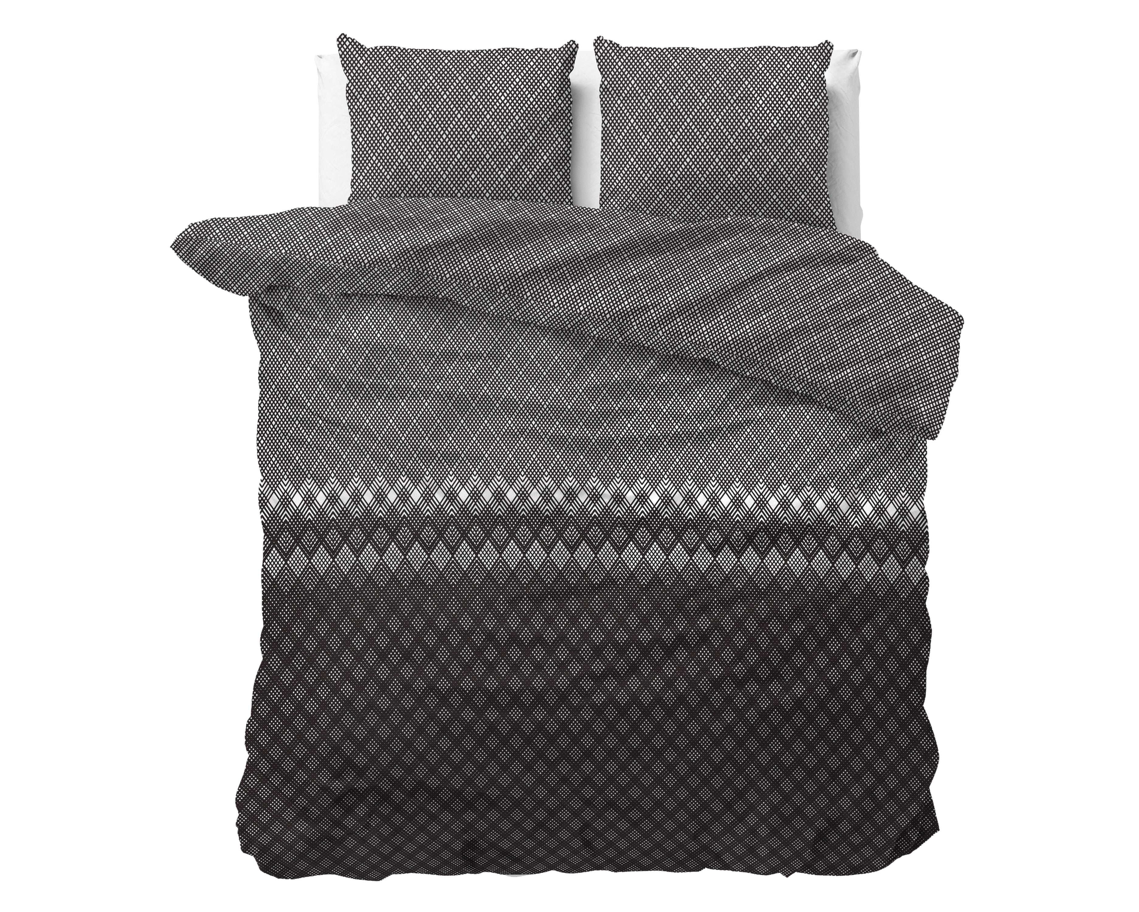Flanel Dekbedovertrek Cheng Antraciet - Heerlijk warm - Leuke prints - Comfortabel zacht