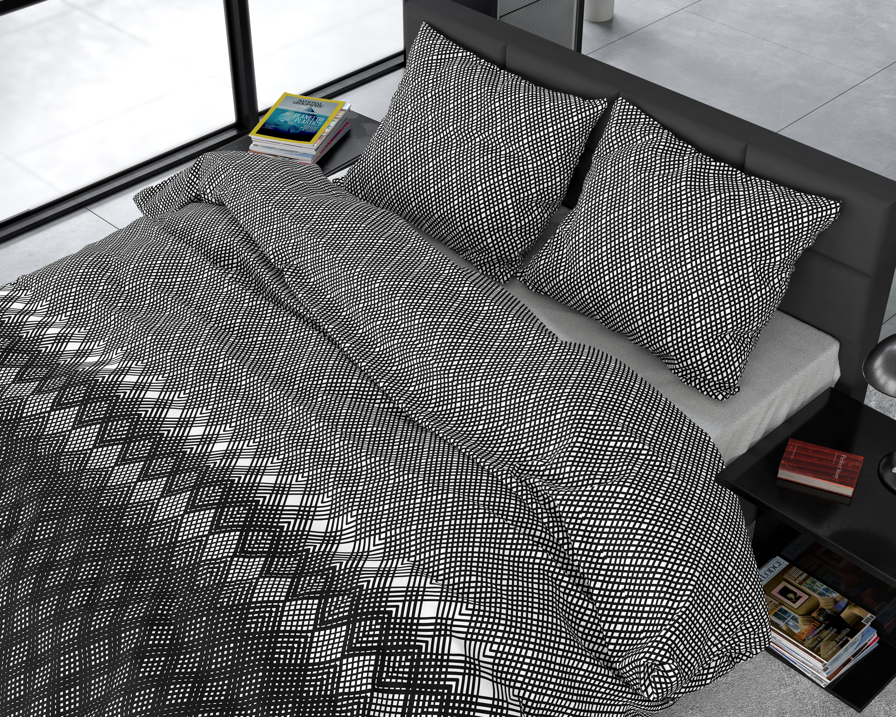 Flanel Dekbedovertrek Cheng Antraciet - Heerlijk warm - Leuke prints - Comfortabel zacht