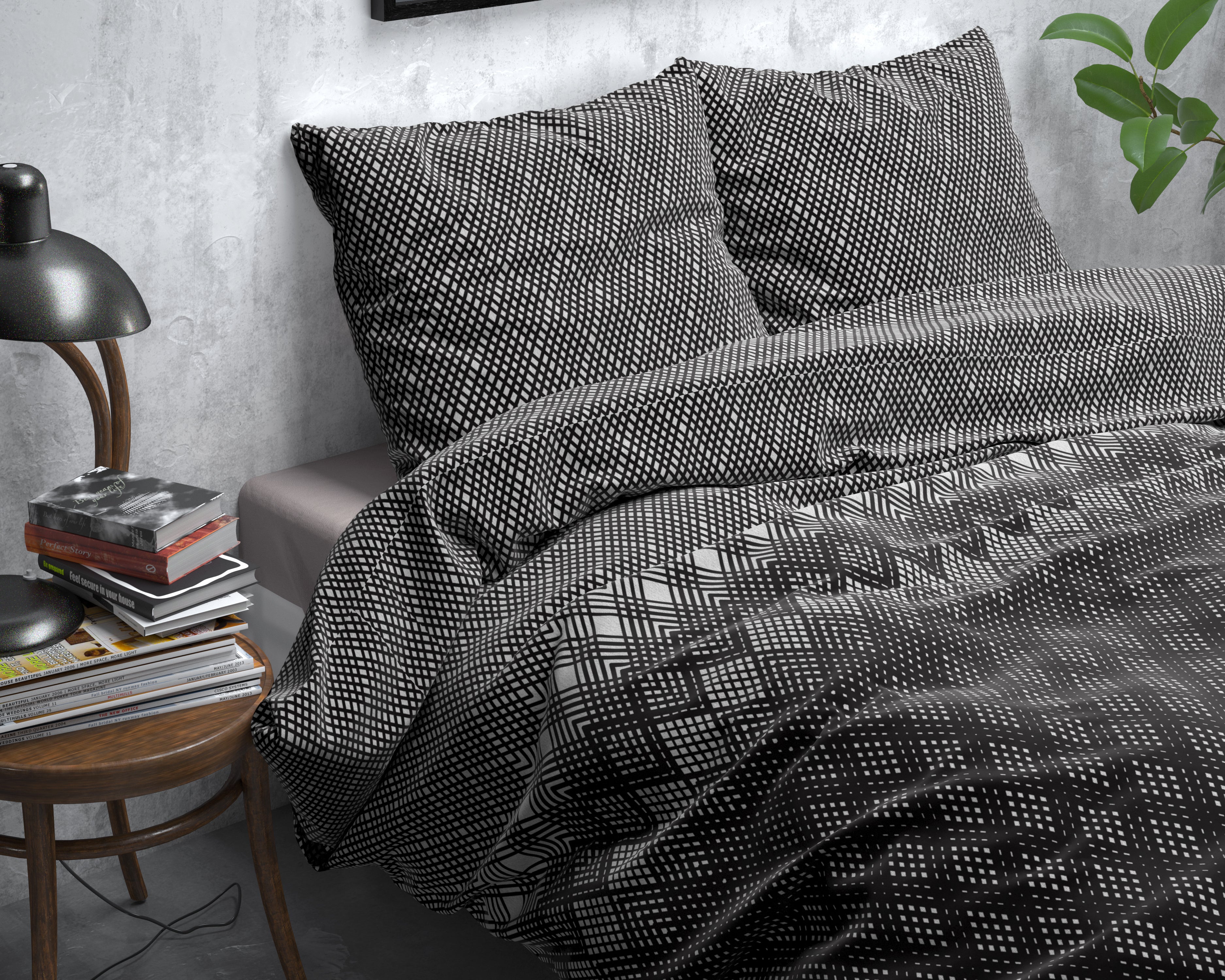 Flanel Dekbedovertrek Cheng Antraciet - Heerlijk warm - Leuke prints - Comfortabel zacht